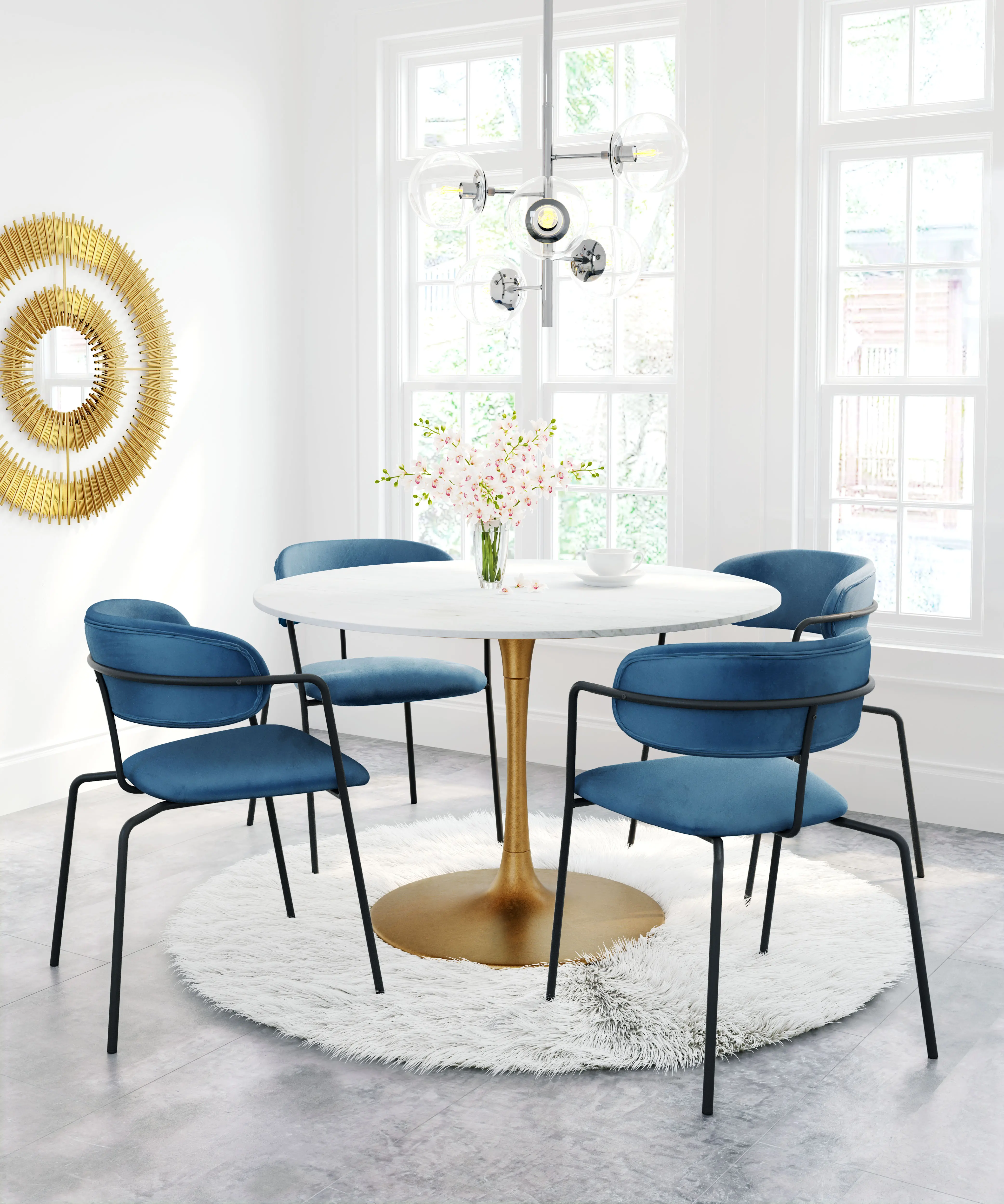 Biassono White Marble Round Dining Table-2