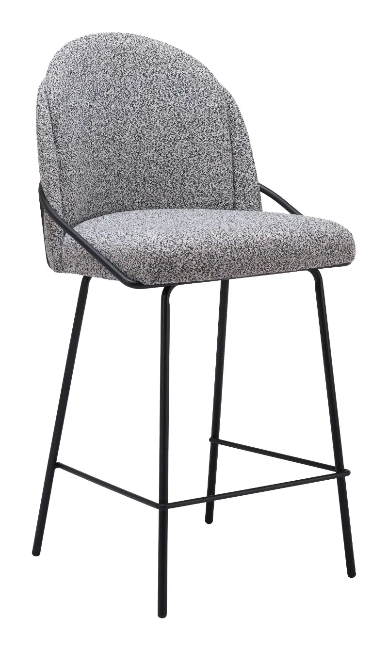 Baranzate Black and White Shearling Counter Stool, Set of 2