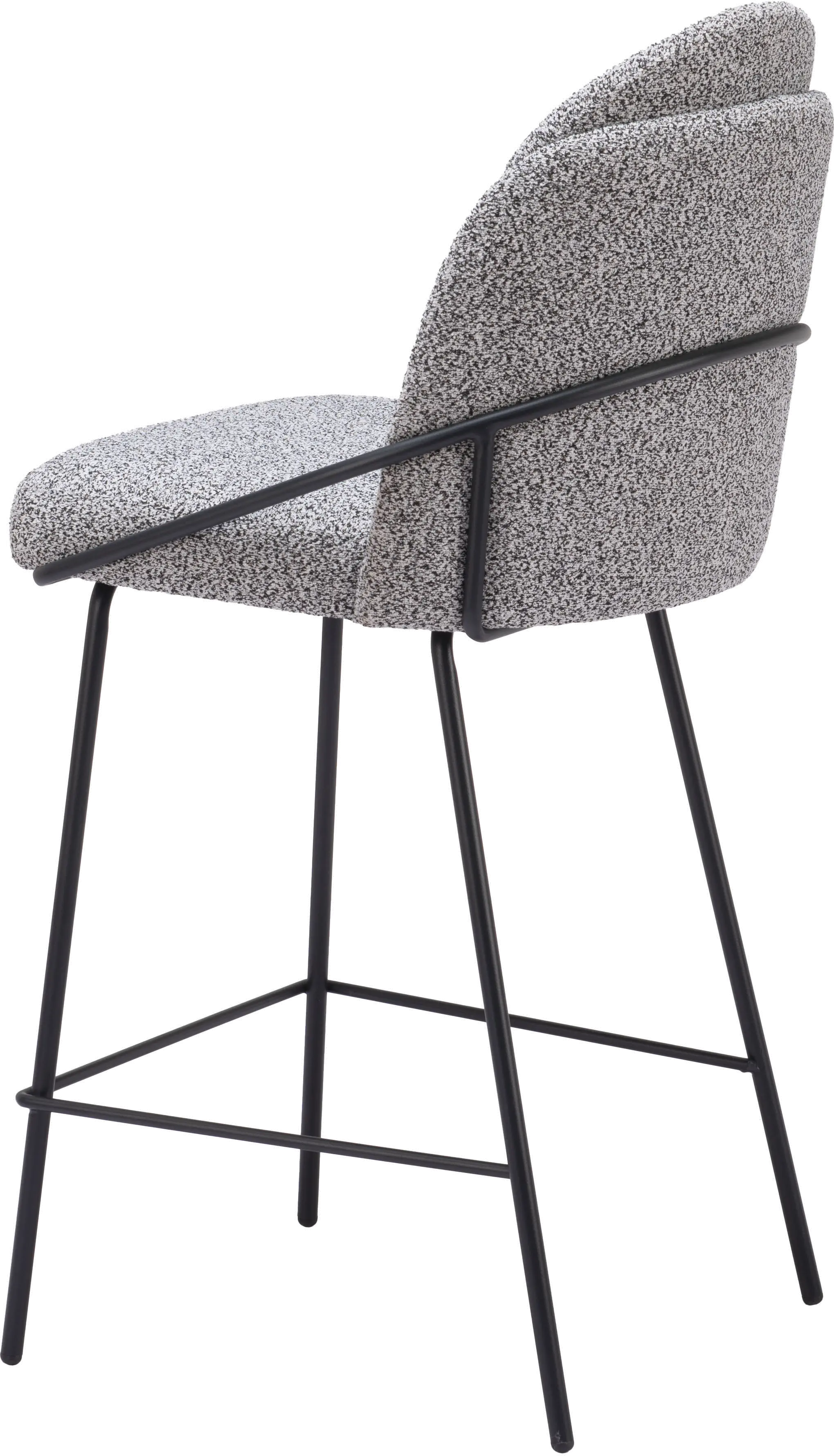 Baranzate Black and White Shearling Counter Stool-3
