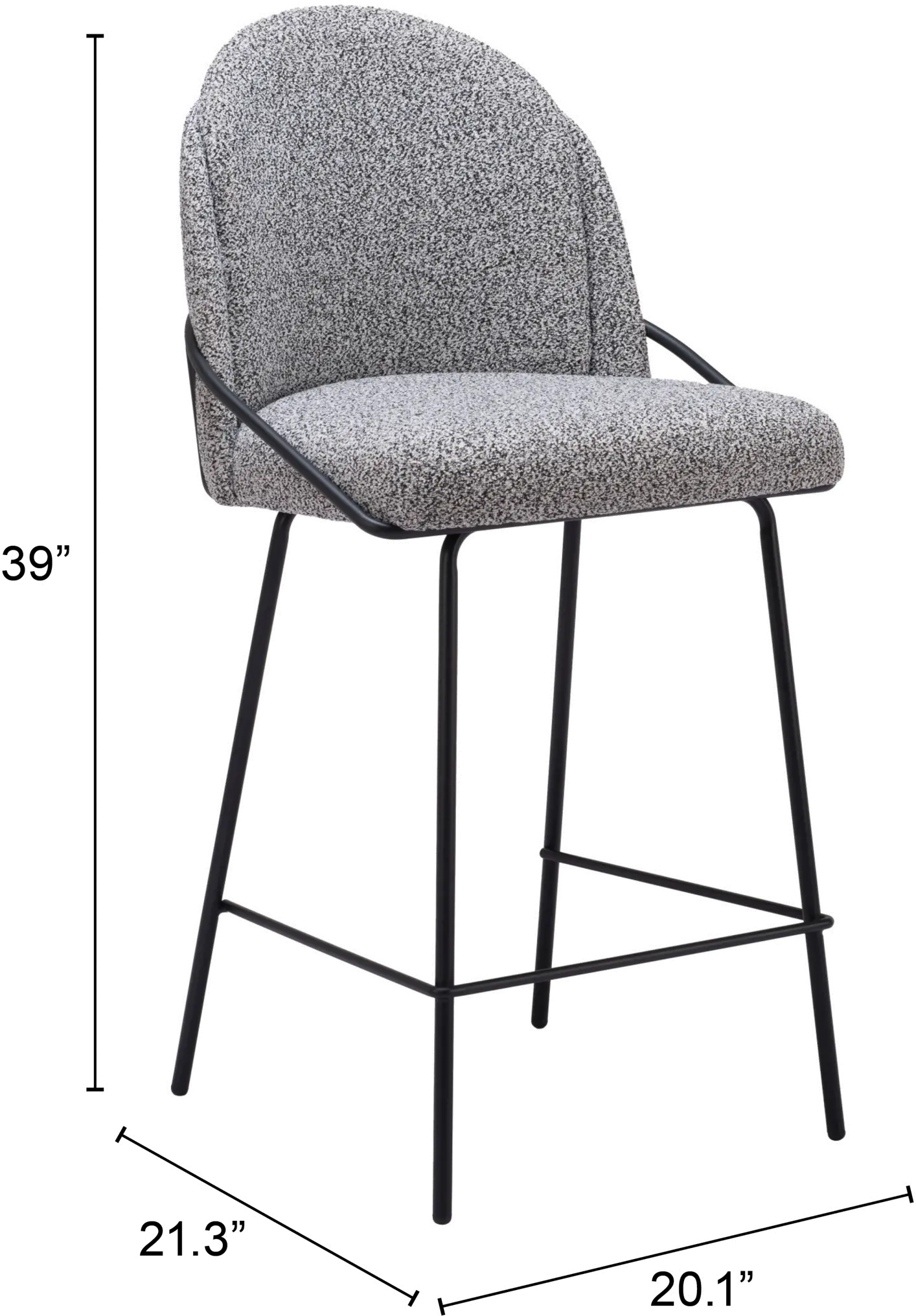 Baranzate Black and White Shearling Counter Stool-6