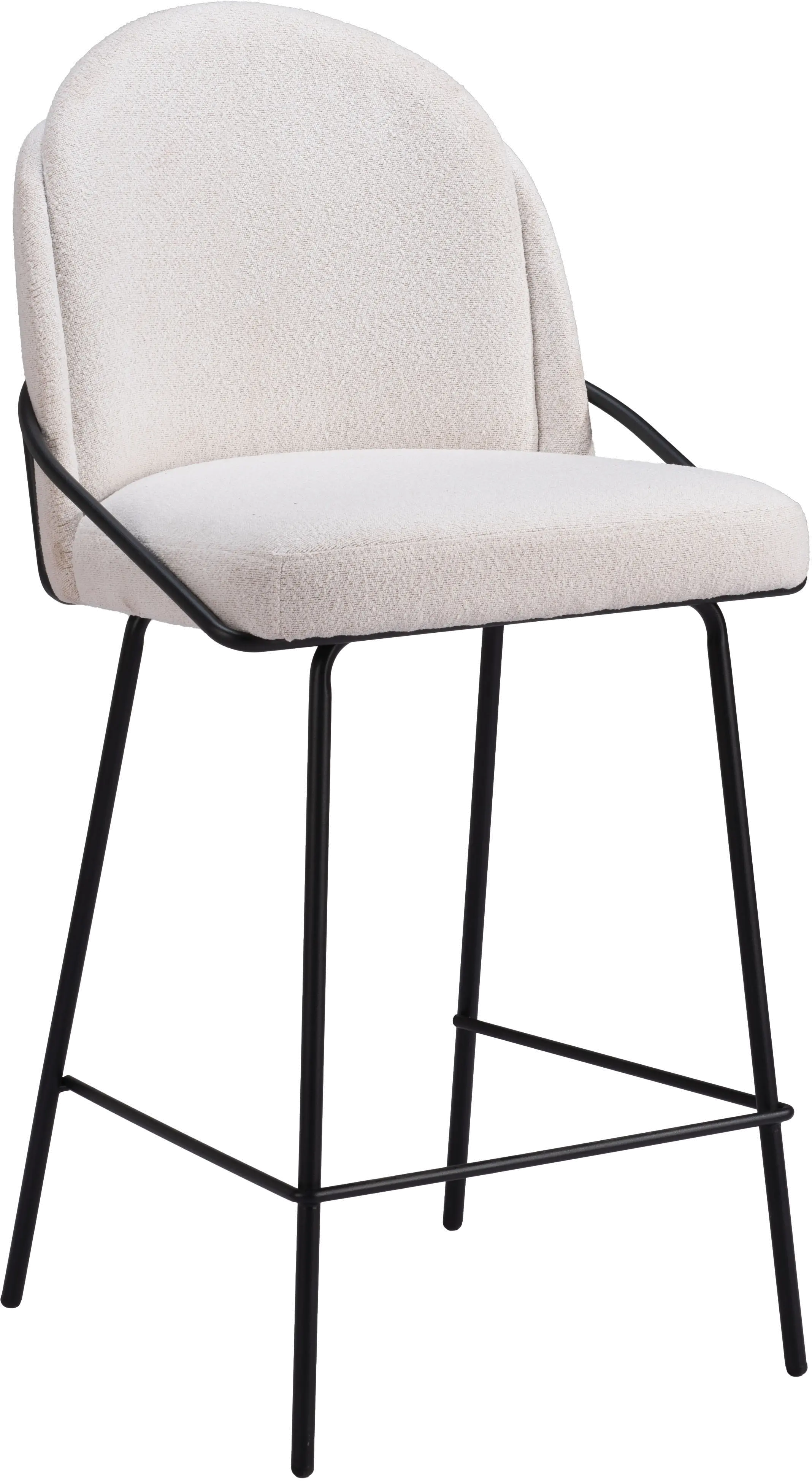 Baranzate Ivory Shearling Counter Stool-1