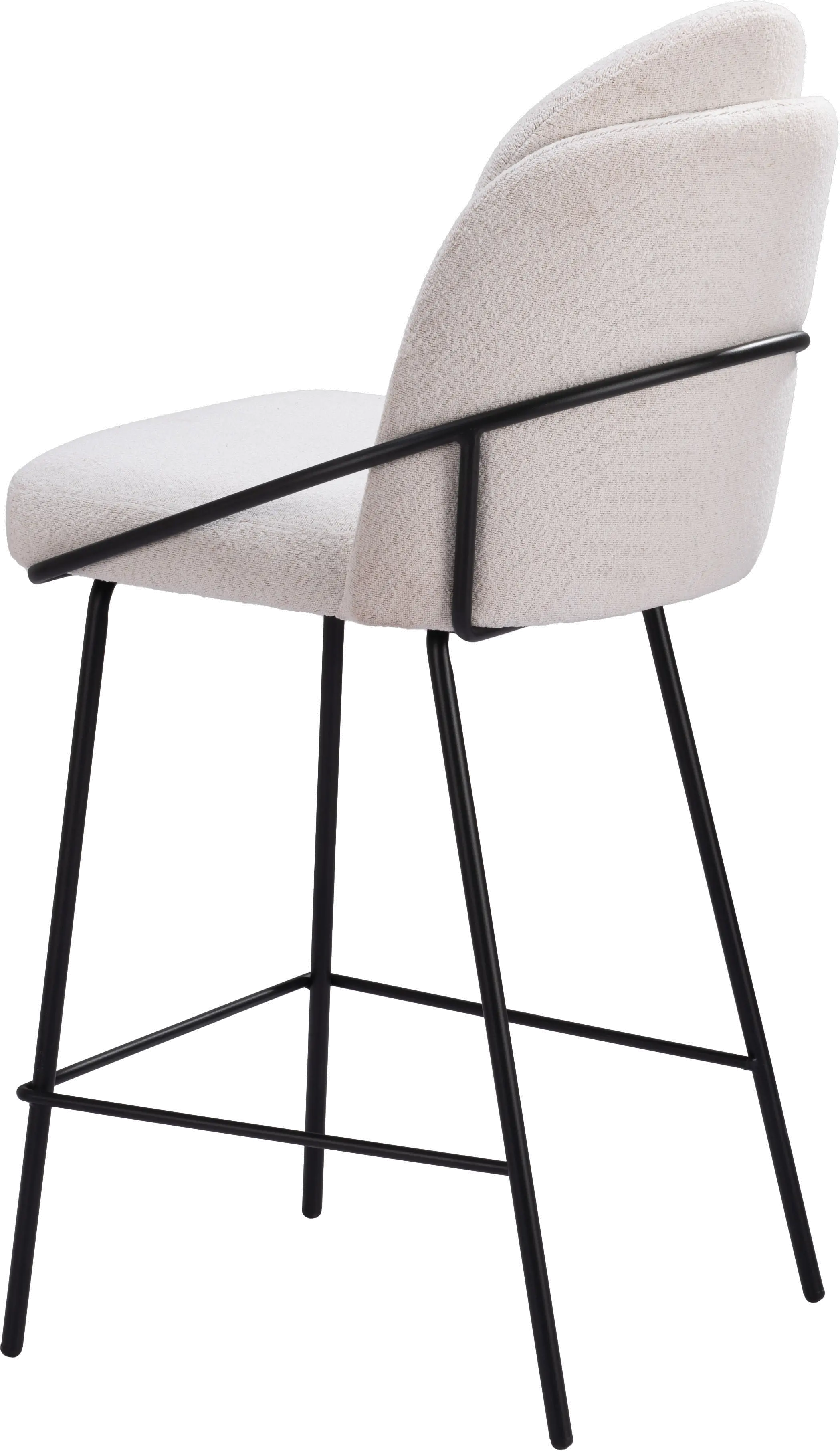 Baranzate Ivory Shearling Counter Stool-4