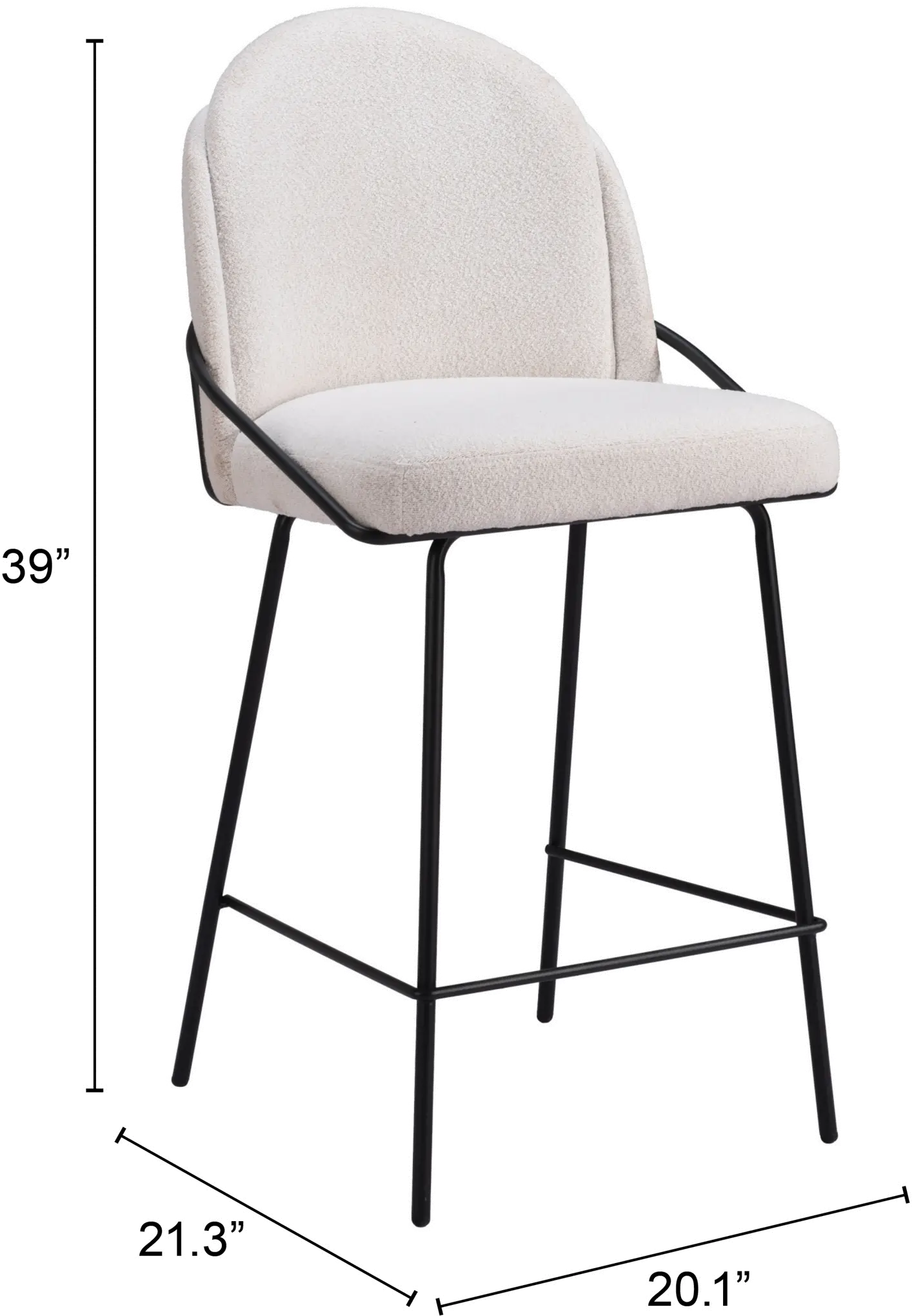 Baranzate Ivory Shearling Counter Stool-5