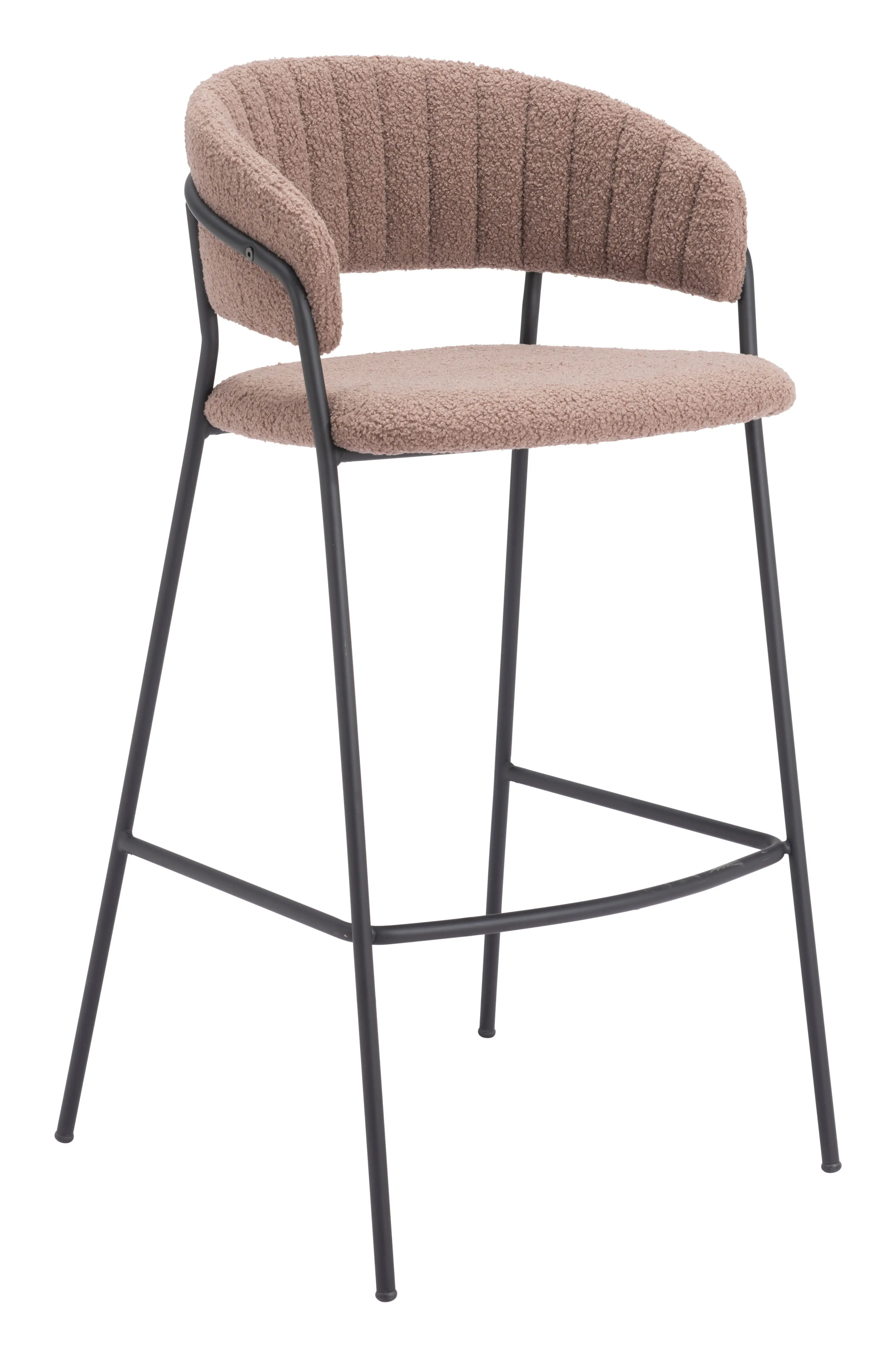Poggio Light Brown Shearling Barstool, Set of 2-1