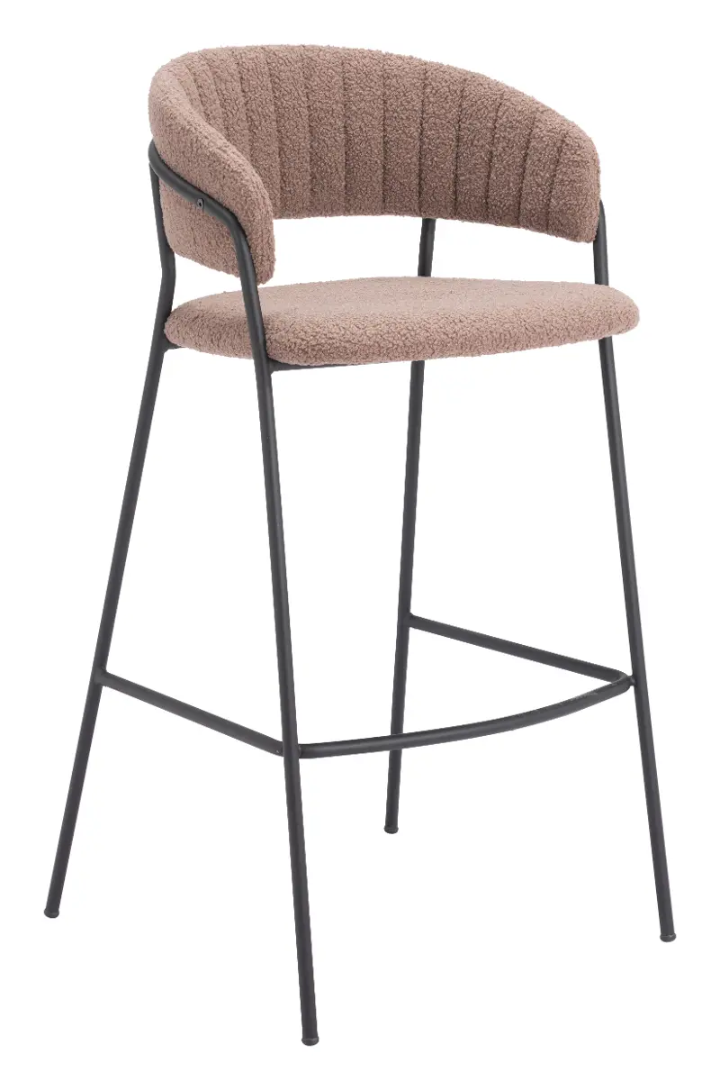 Poggio Light Brown Shearling Barstool, Set of 2