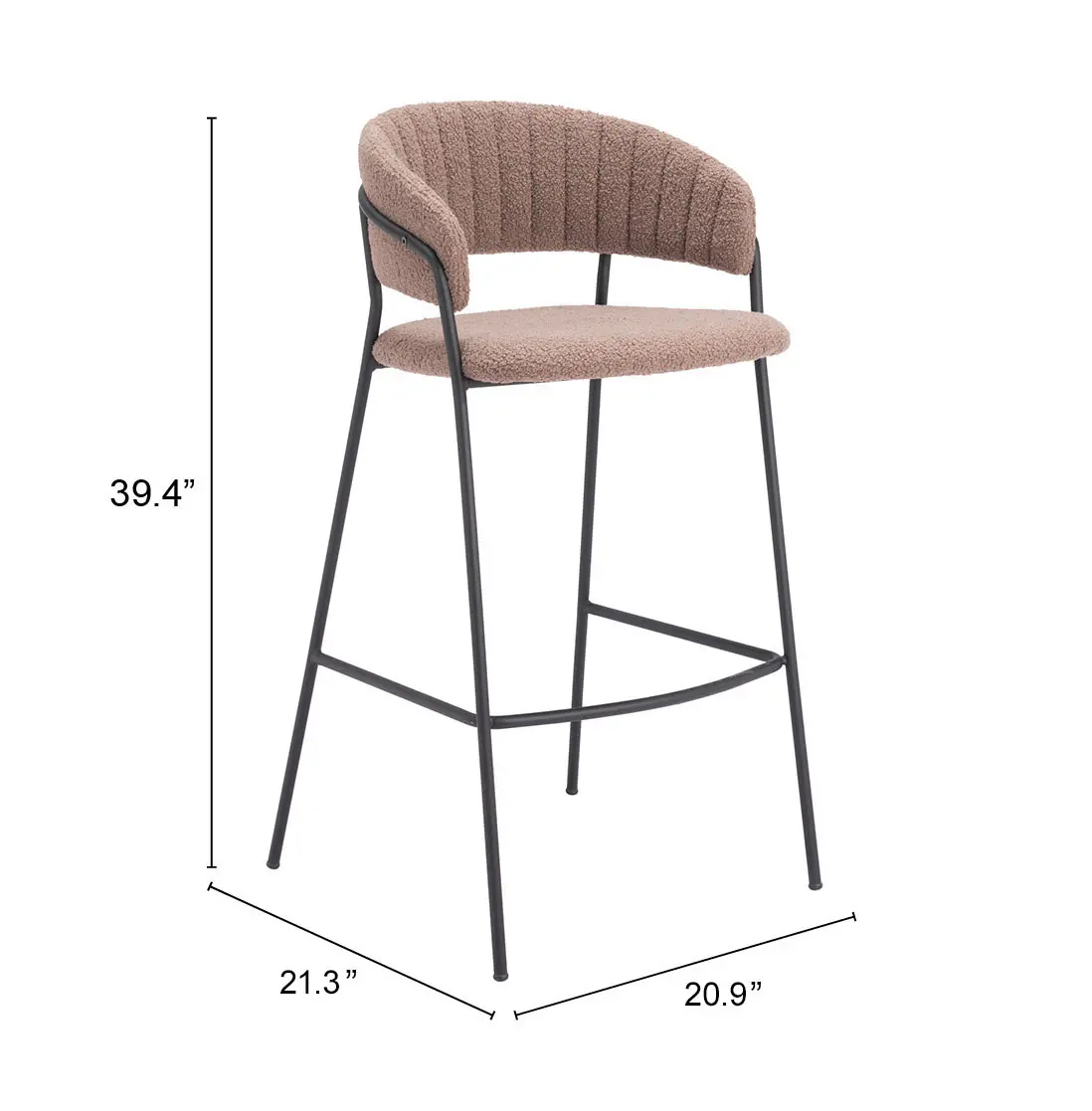 Poggio Light Brown Shearling Barstool, Set of 2-3