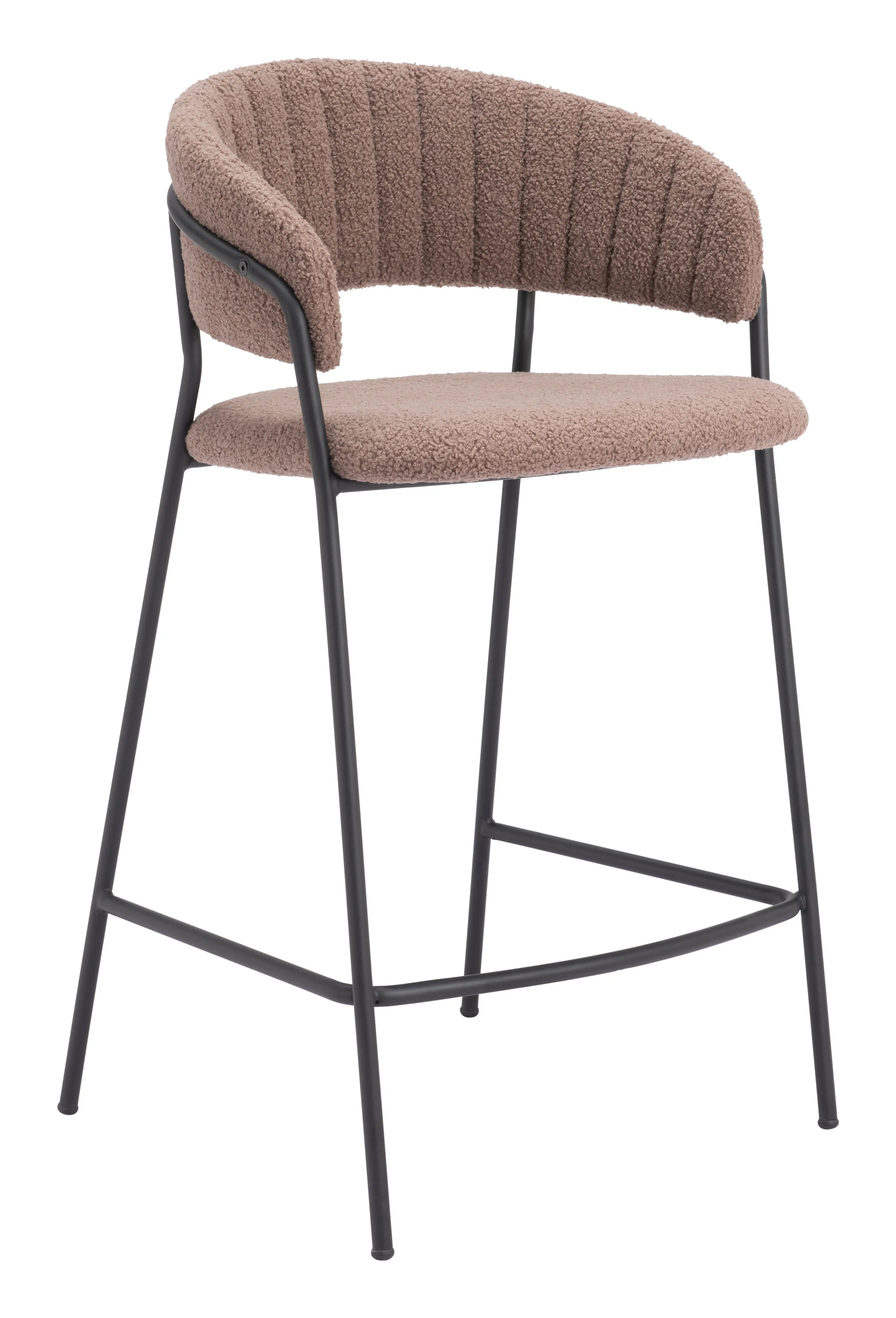 Poggio Light Brown Shearling Counter Stool, Set of 2-1