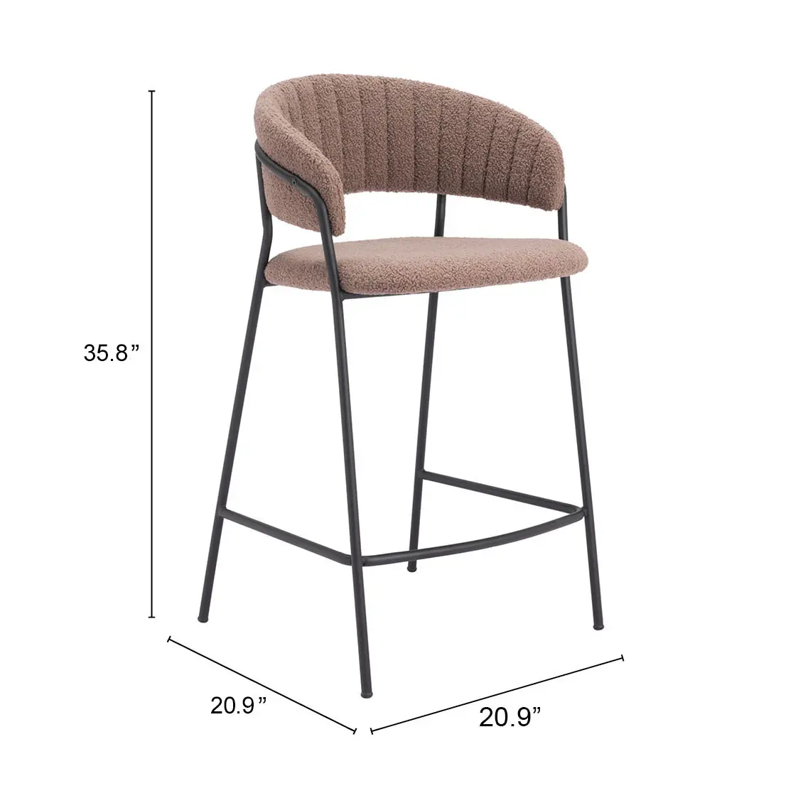 Poggio Light Brown Shearling Counter Stool, Set of 2-3