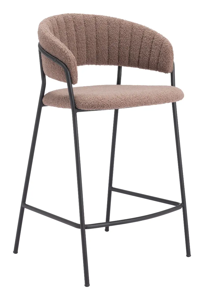 Poggio Light Brown Shearling Counter Stool
