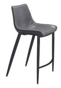 Vada Dark Gray Faux Leather Counter Stool, Set of 2