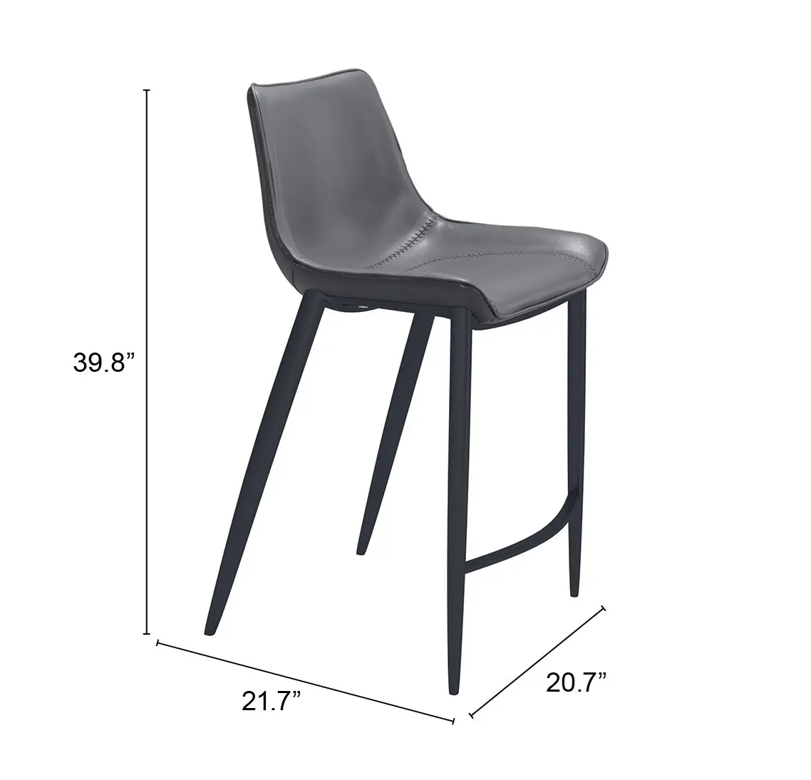 Vada Dark Gray Faux Leather Counter Stool, Set of 2-3