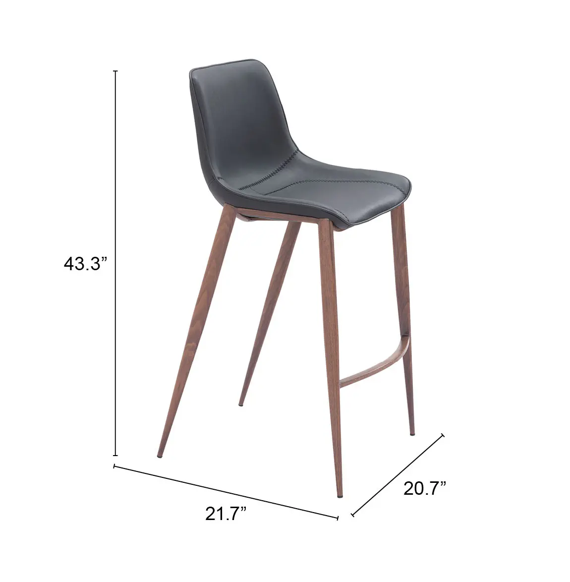 Vada Black Faux Leather Barstool, Set of 2-3