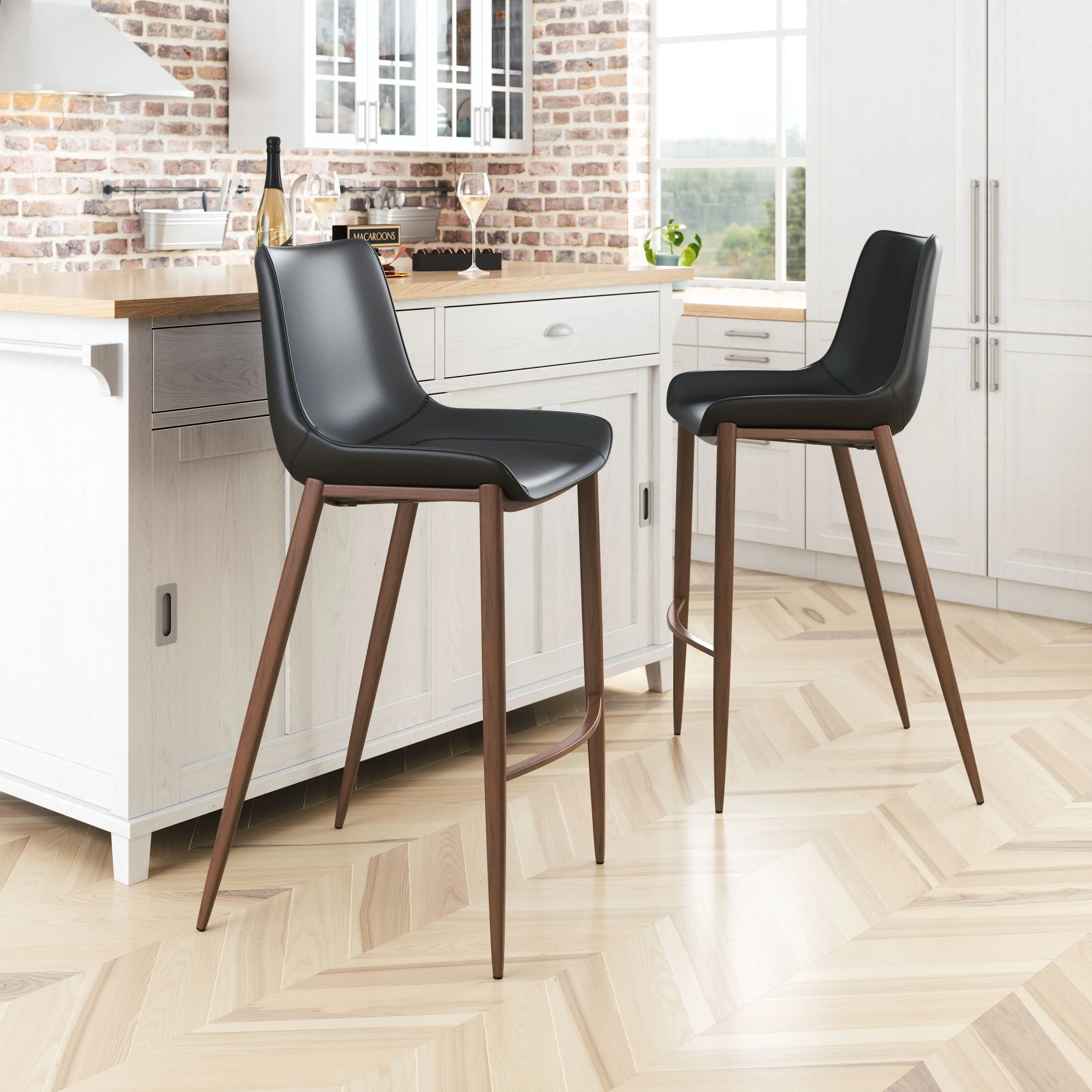 Vada Black Faux Leather Barstool-2