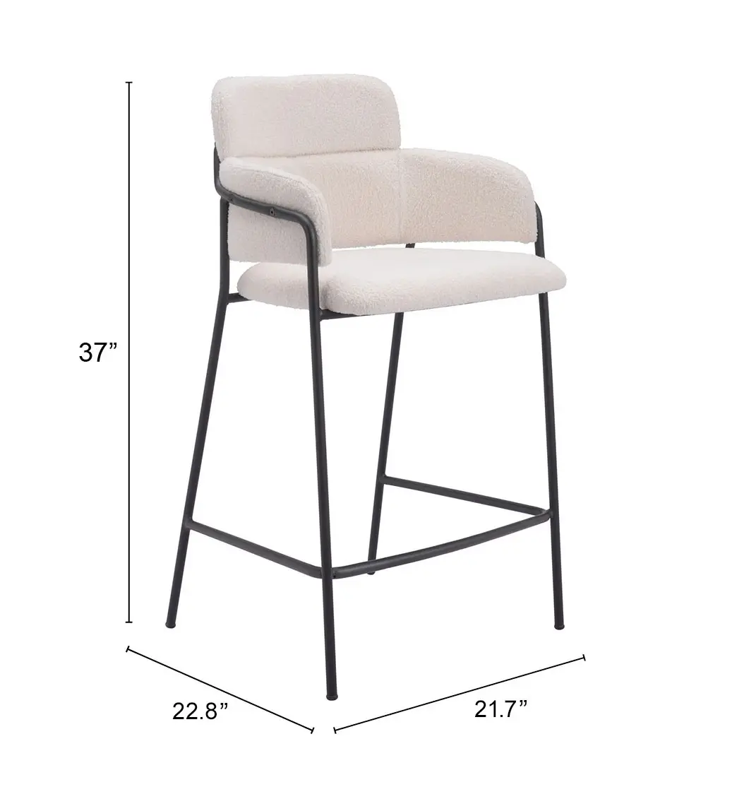 Pellestrina Cream Shearling Counter Stool, Set of 2-3