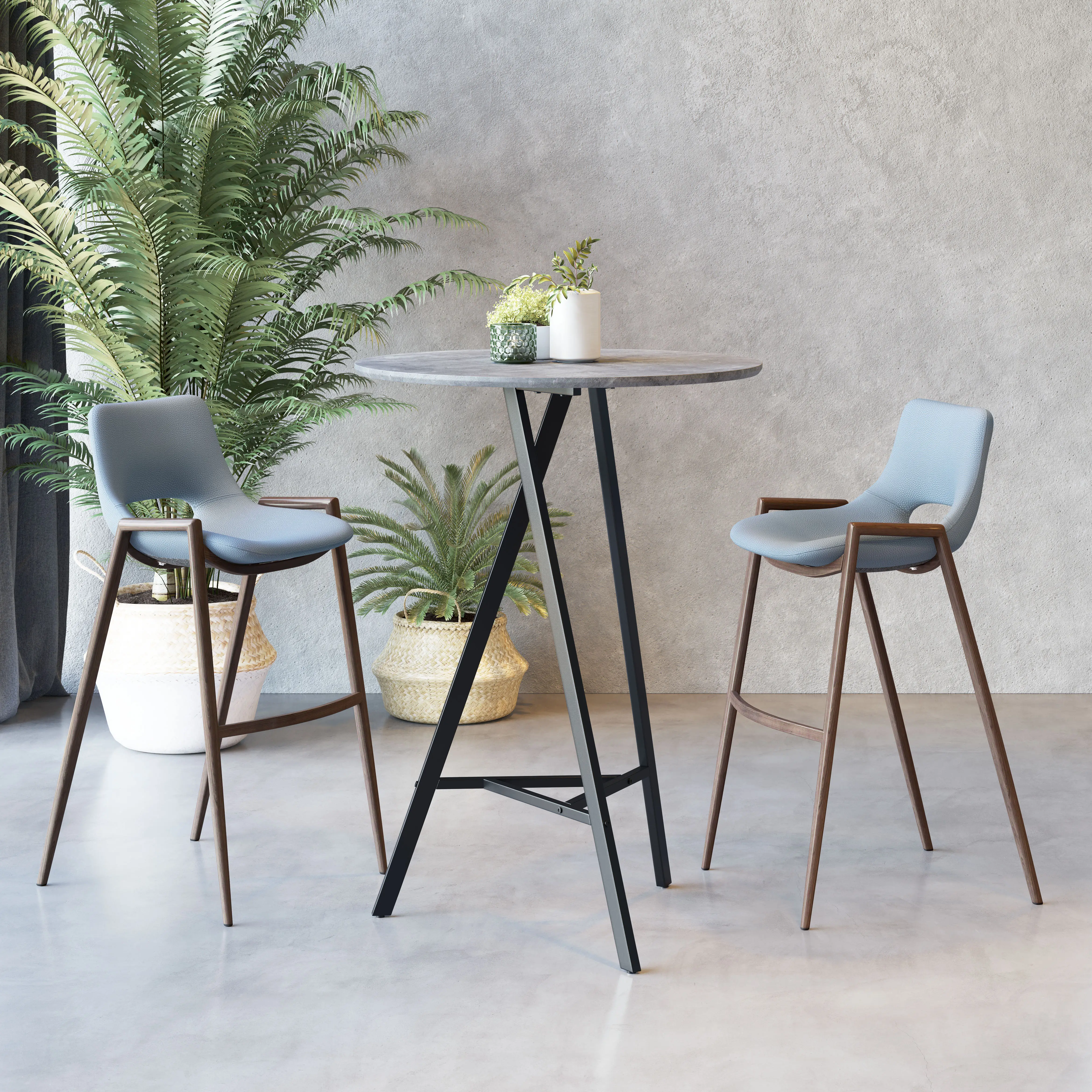 Basilicata Gray Round Bar Table-1
