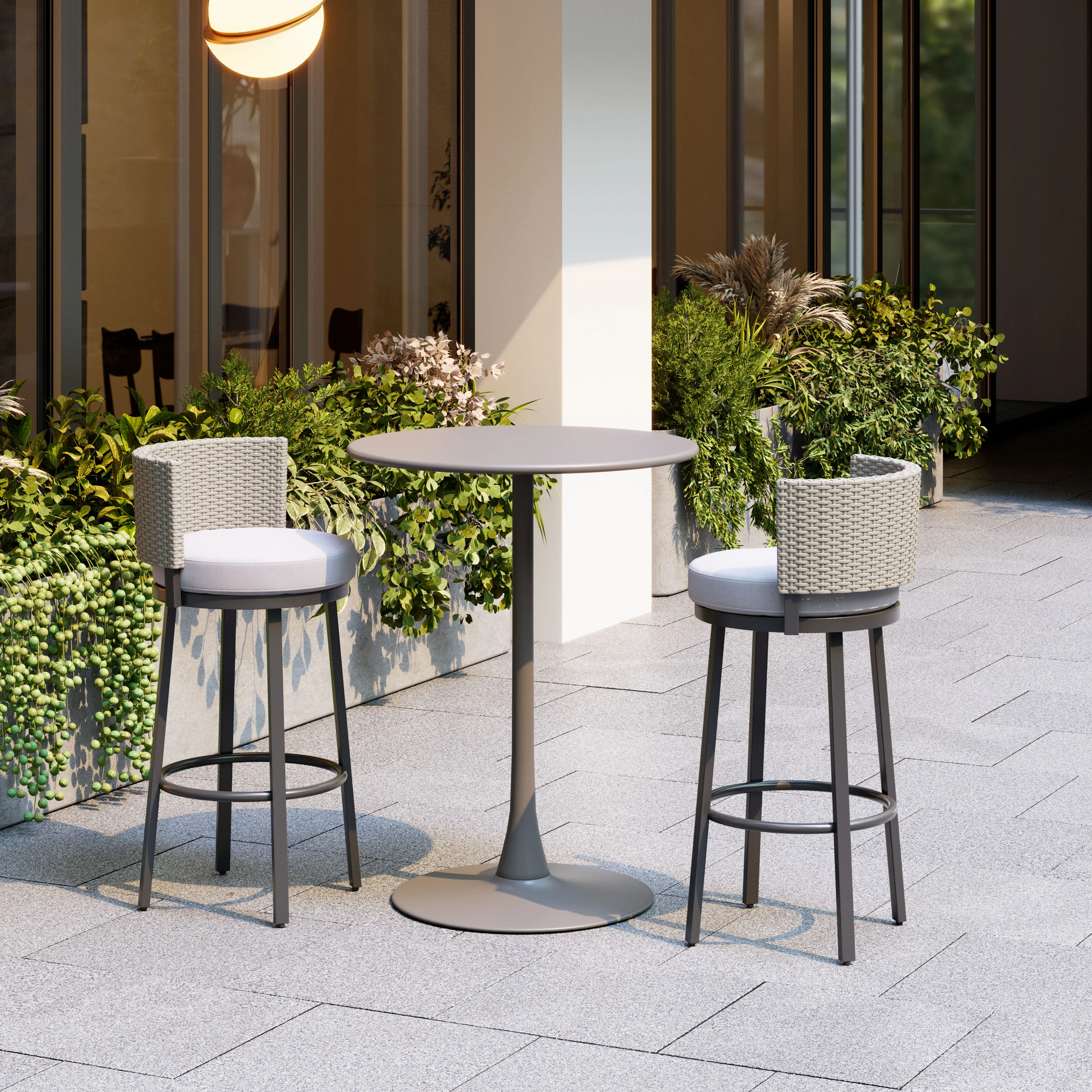 Paris Wave White Outdoor Barstool-2