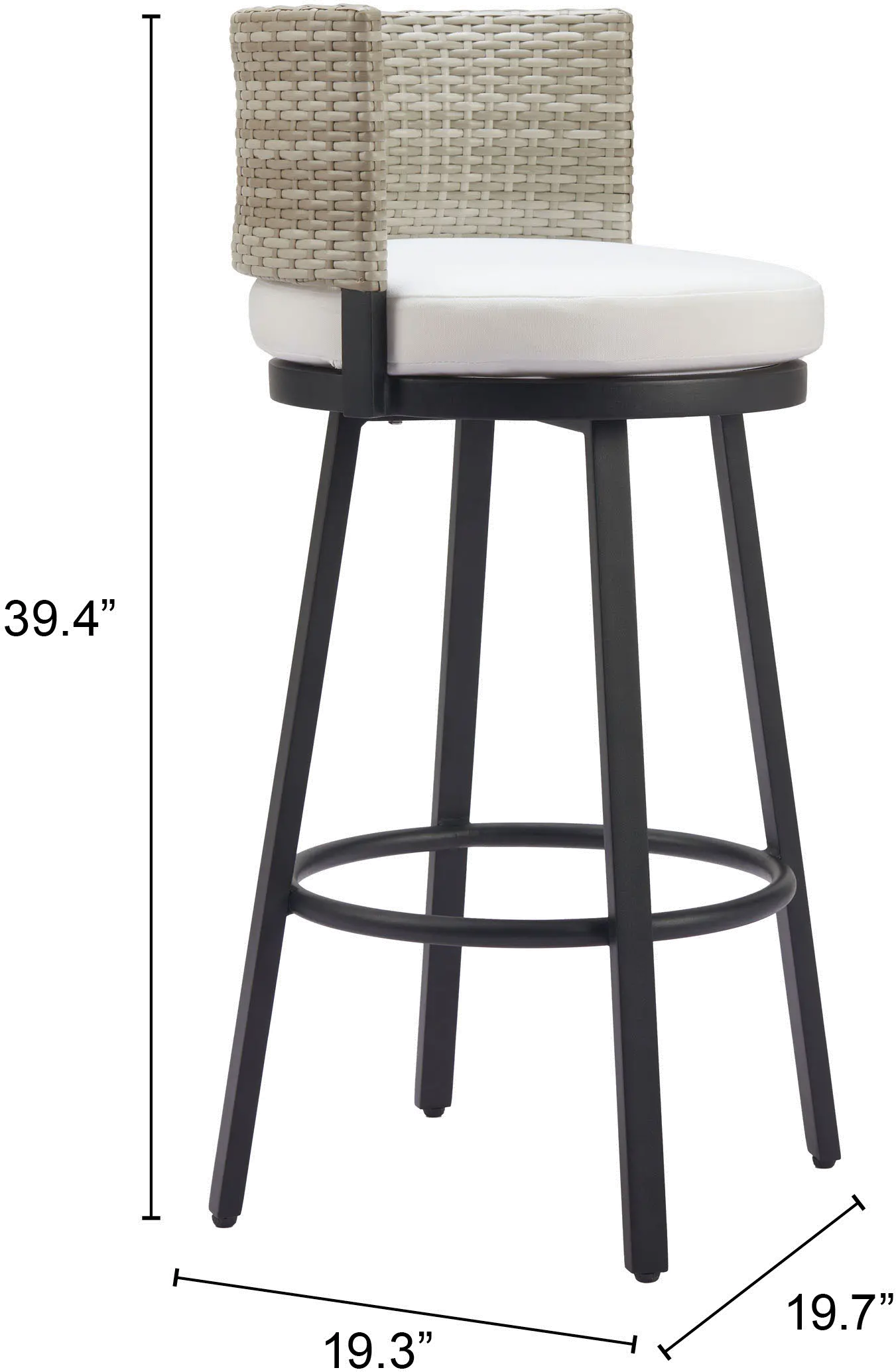 Paris Wave White Outdoor Barstool-3