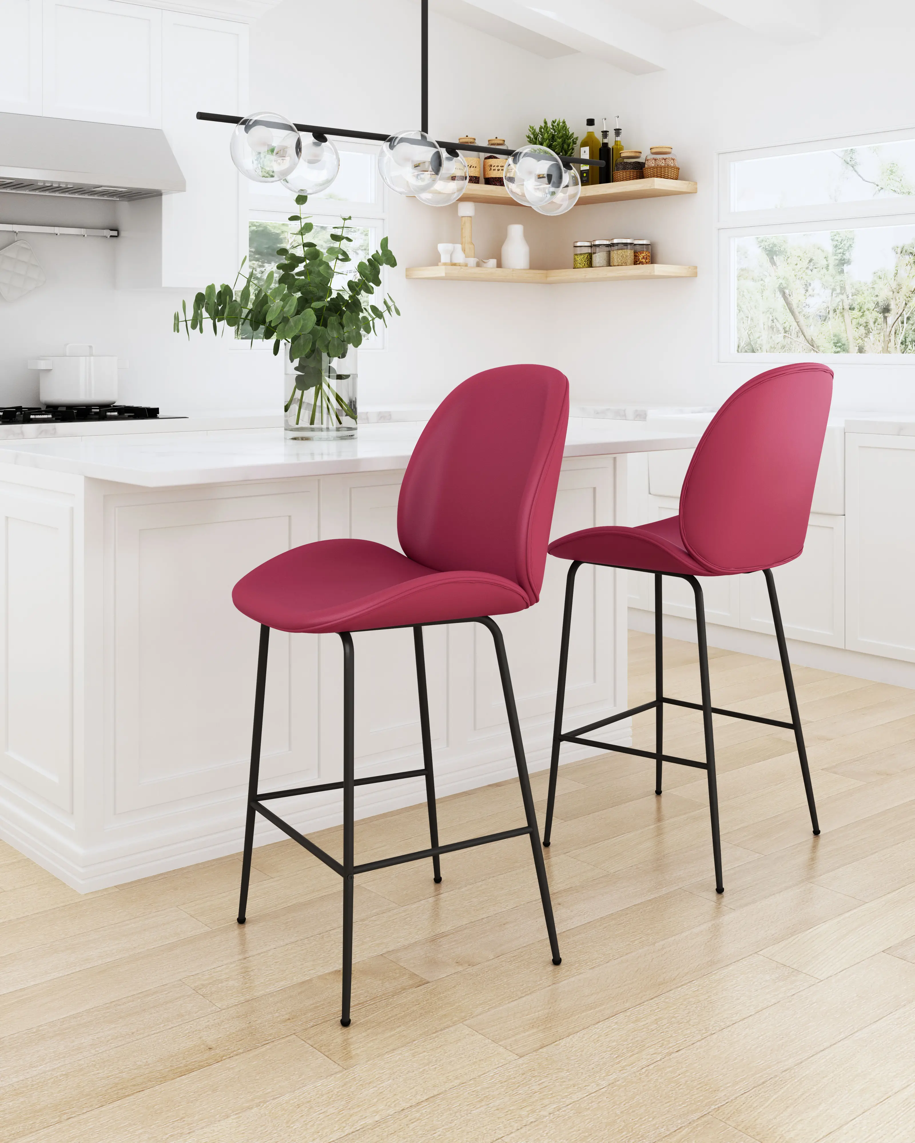 Toulouse Red Faux Leather Counter Stool-2