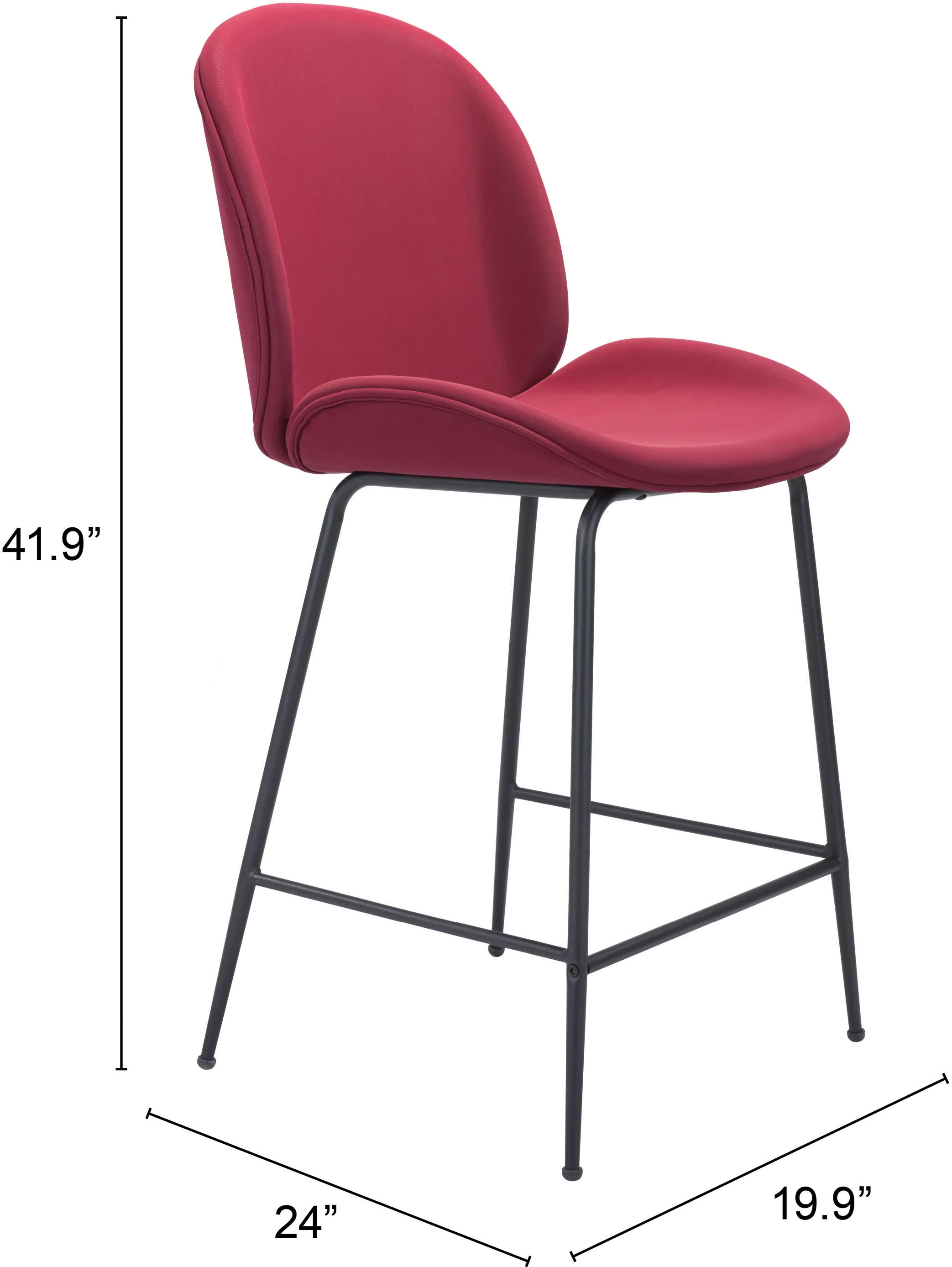 Toulouse Red Faux Leather Counter Stool-3