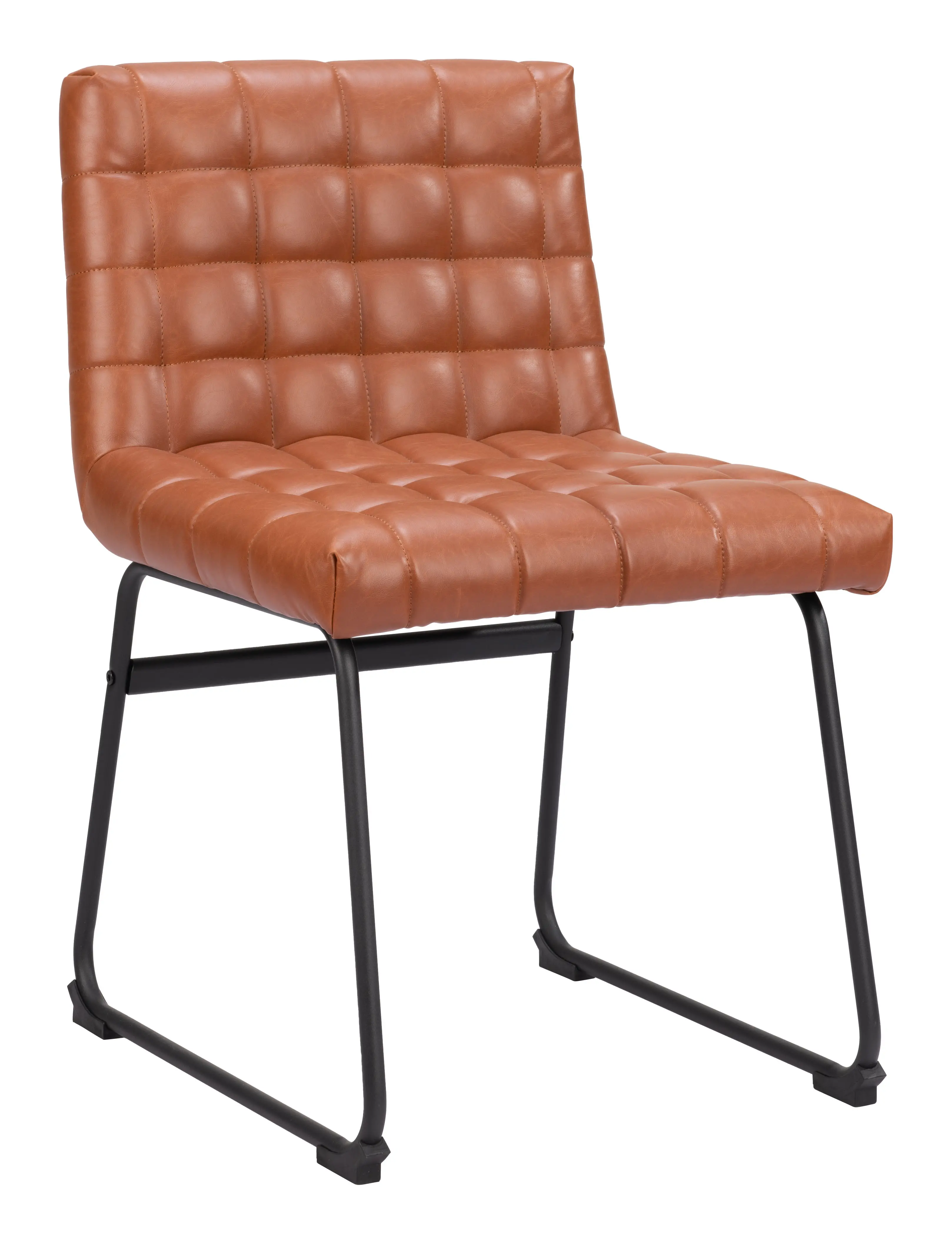 Aubervilliers Brown Faux Leather Dining Chair, Set of 2-1