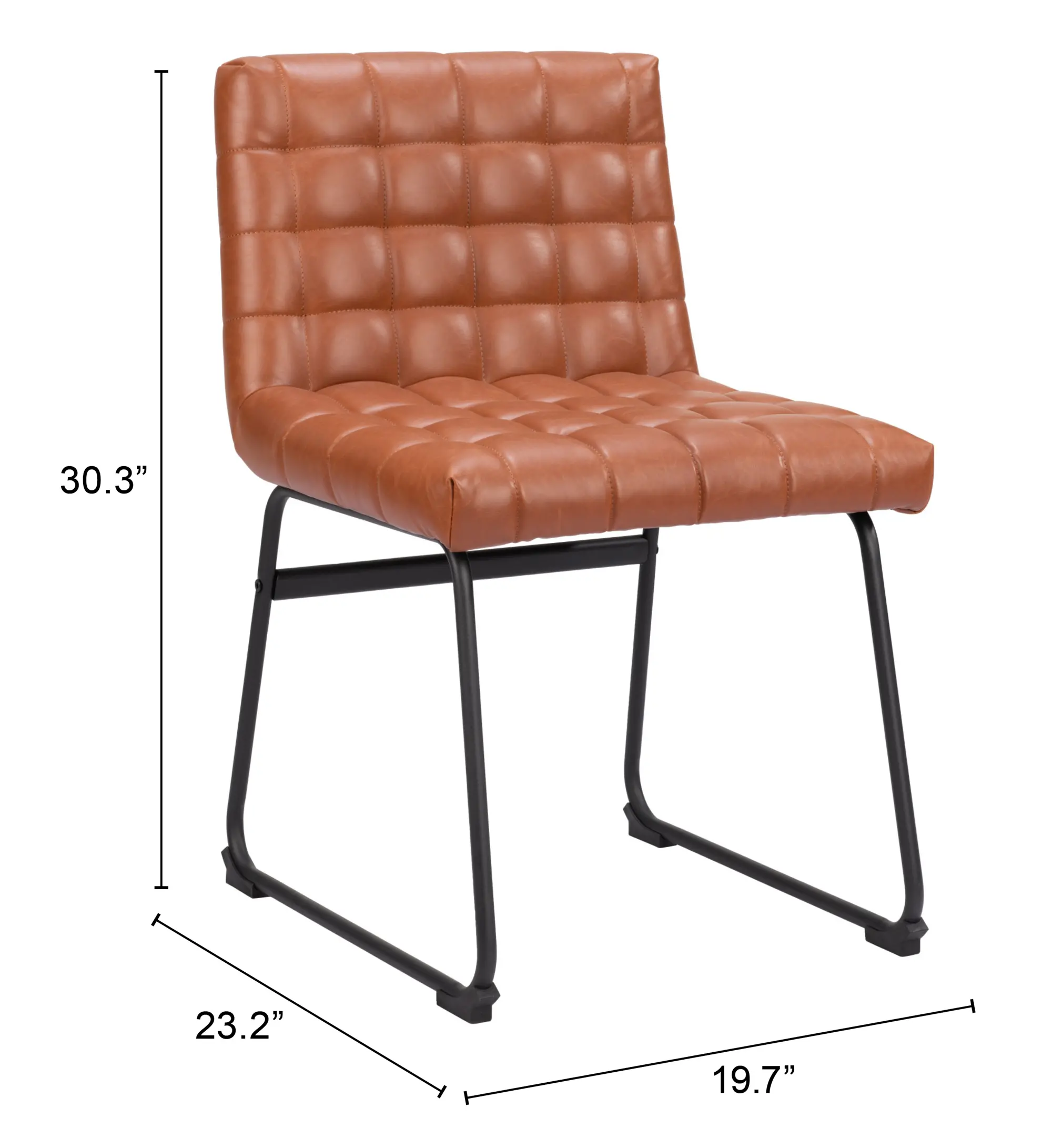 Aubervilliers Brown Faux Leather Dining Chair, Set of 2-3