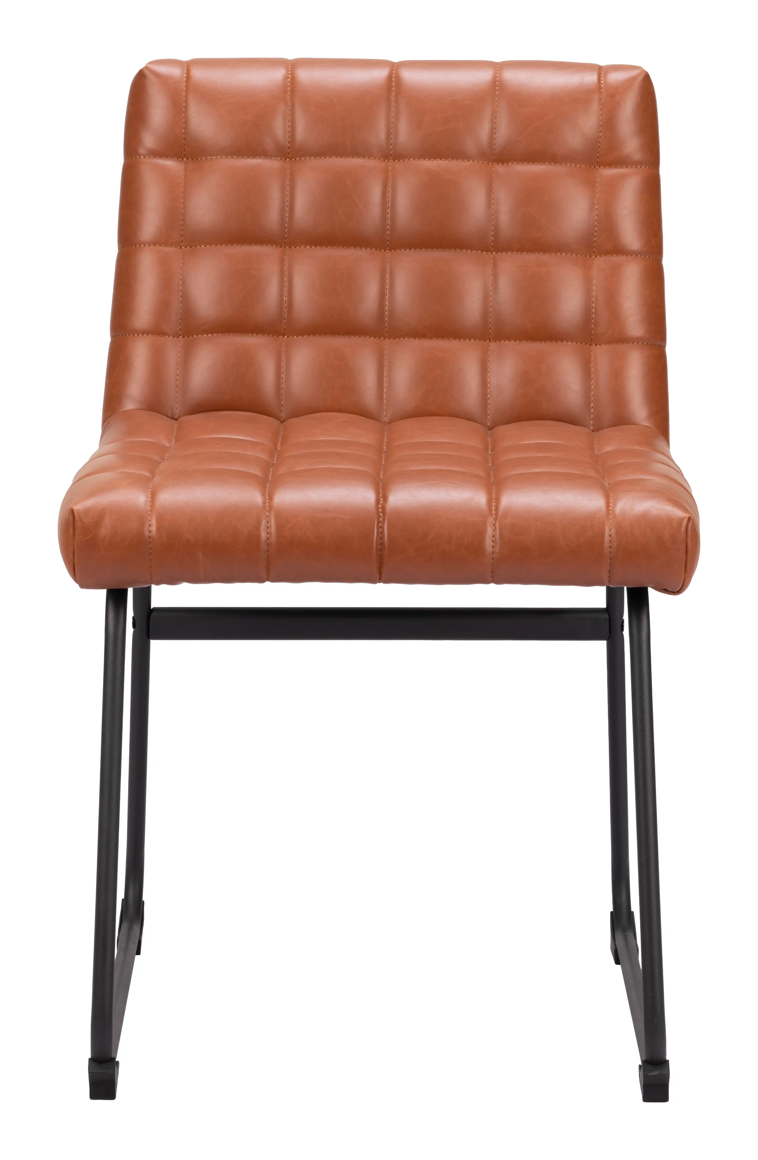 Aubervilliers Brown Faux Leather Dining Chair, Set of 2-4