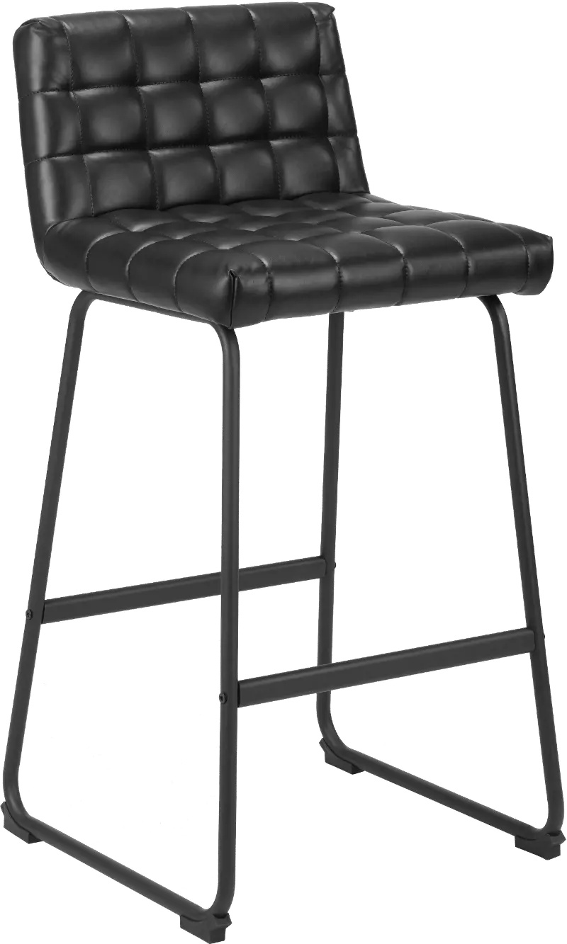 Aubervilliers Black Faux Leather Barstool