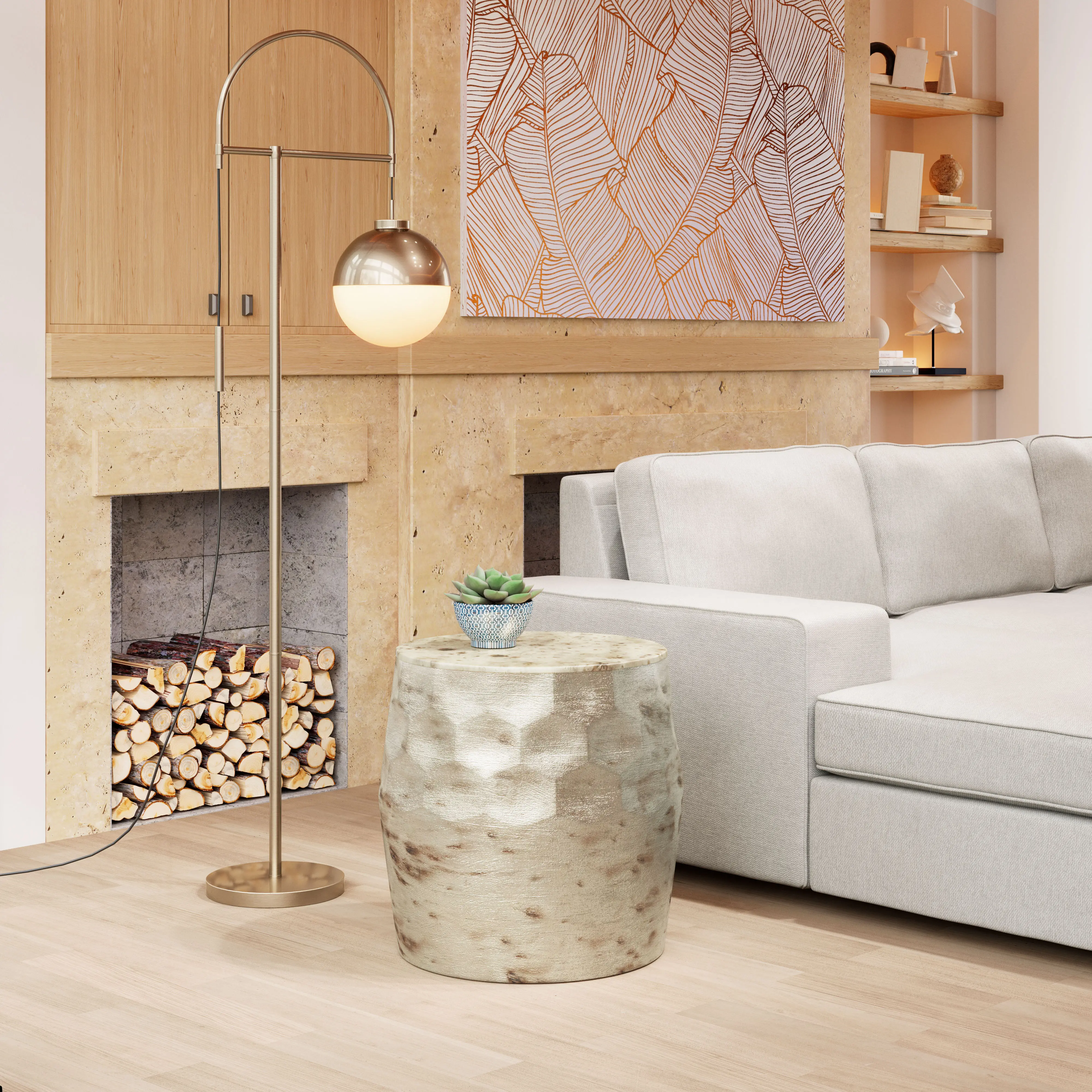 Dunkerque Antique Beige Side Table-7