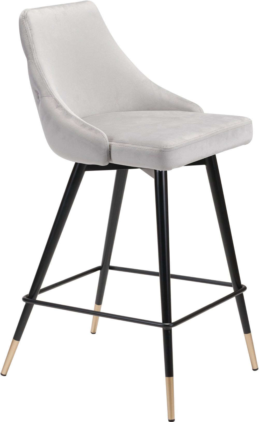 Drancy Gray Velvet Counter Stool