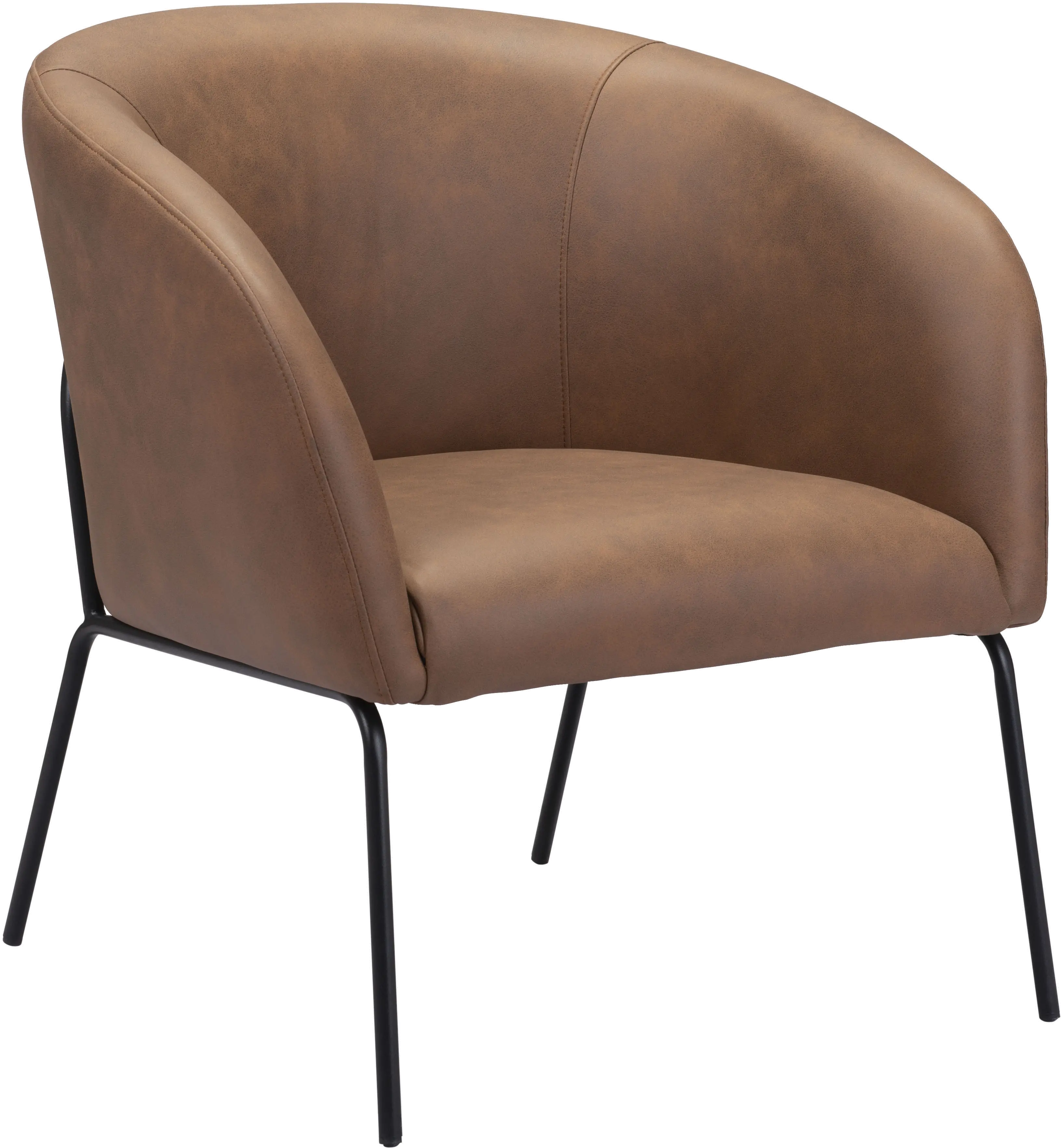 Le Brown Faux Leather Accent Chair-1