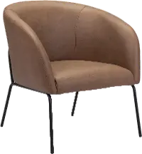 Le Brown Faux Leather Accent Chair