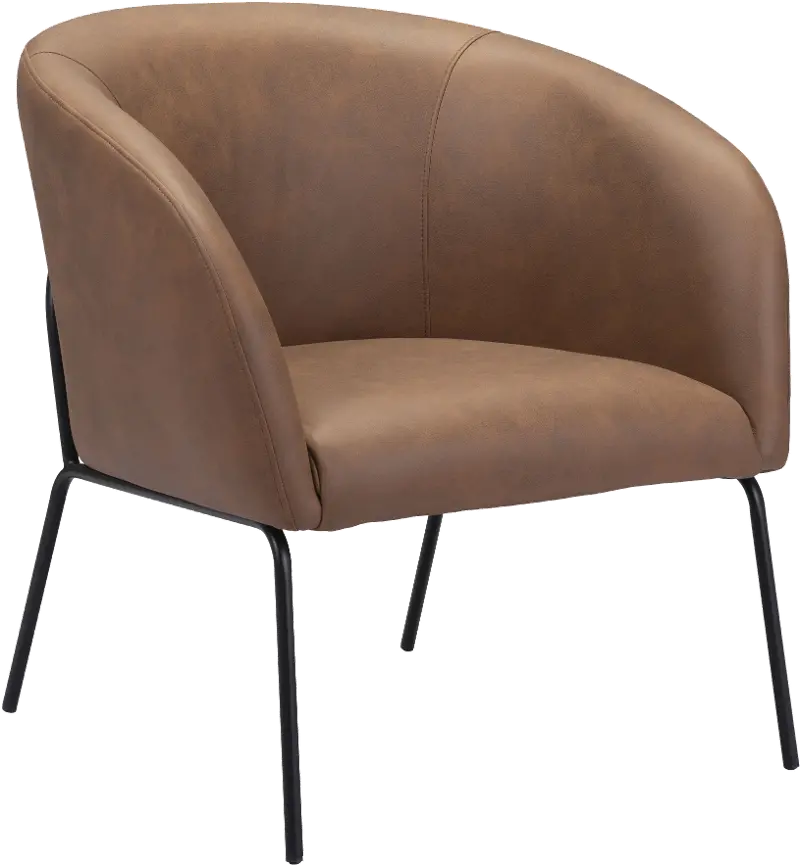 Le Brown Faux Leather Accent Chair