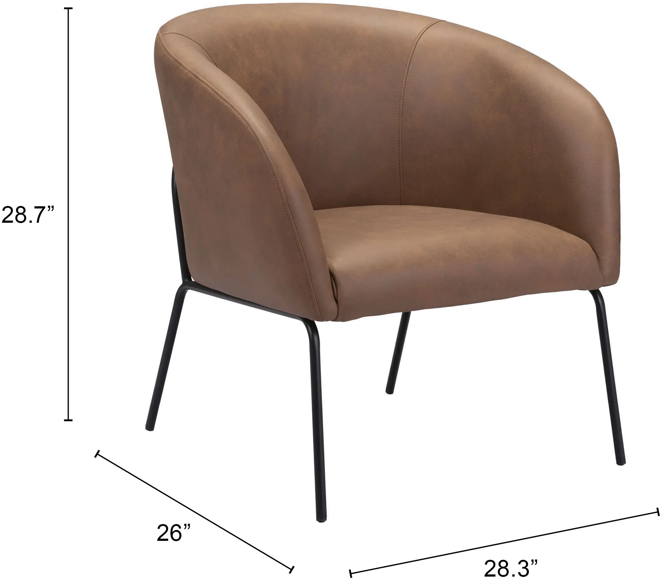 Le Brown Faux Leather Accent Chair-3