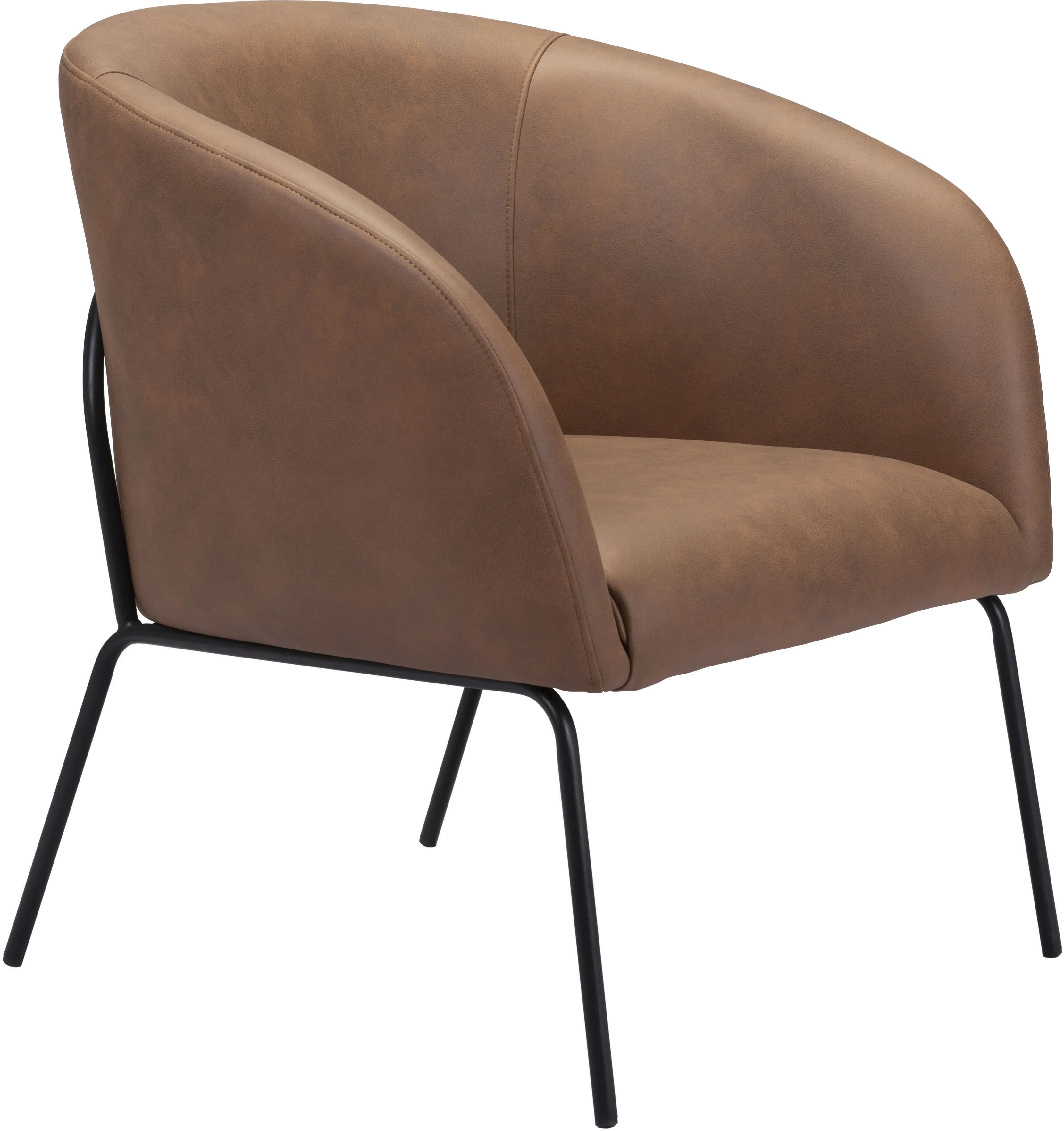 Le Brown Faux Leather Accent Chair-5