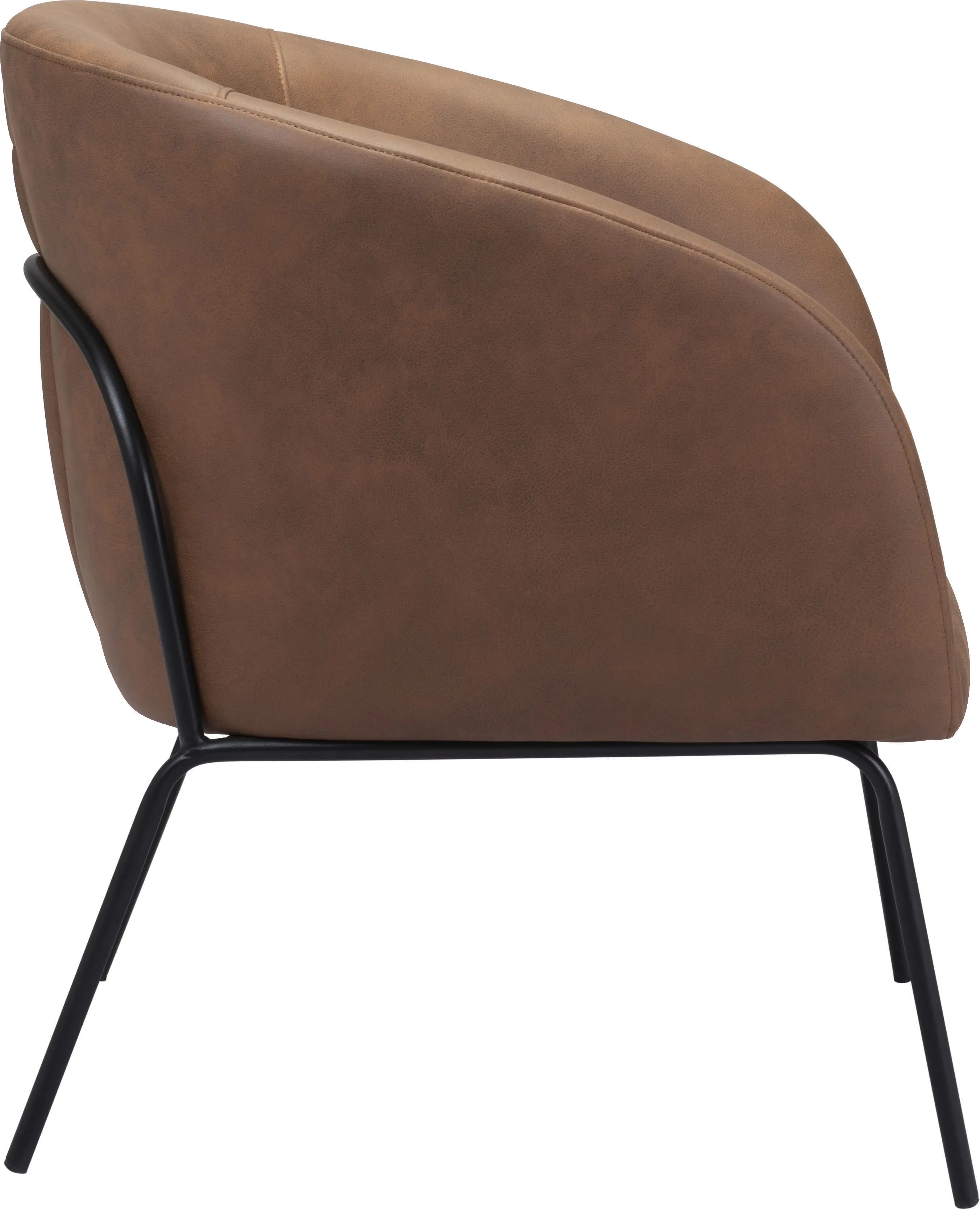 Le Brown Faux Leather Accent Chair-6