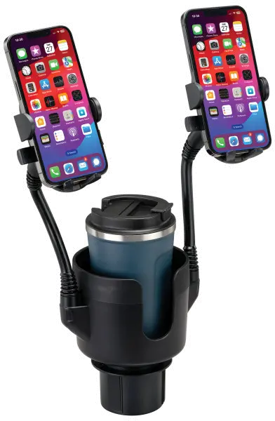 IA063B Hands Free Duo Deluxe Cup Holder with Dual Mobile Phone Holder-1