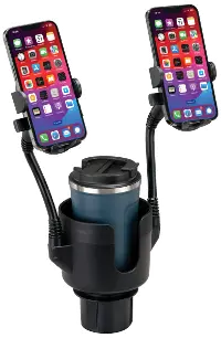 IA063B Hands Free Duo Deluxe Cup Holder with Dual Mobile Phone Holder