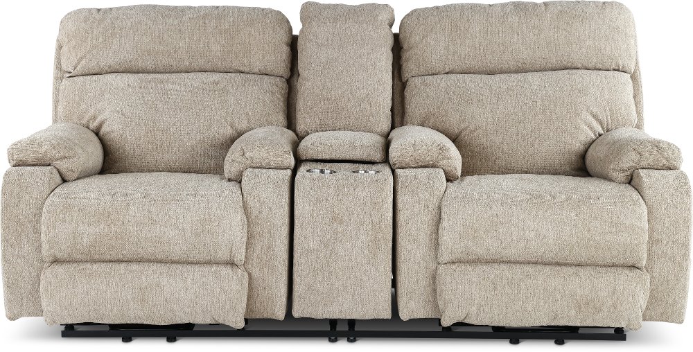 Regenerator Beige Power Reclining Loveseat with Heat and Massage