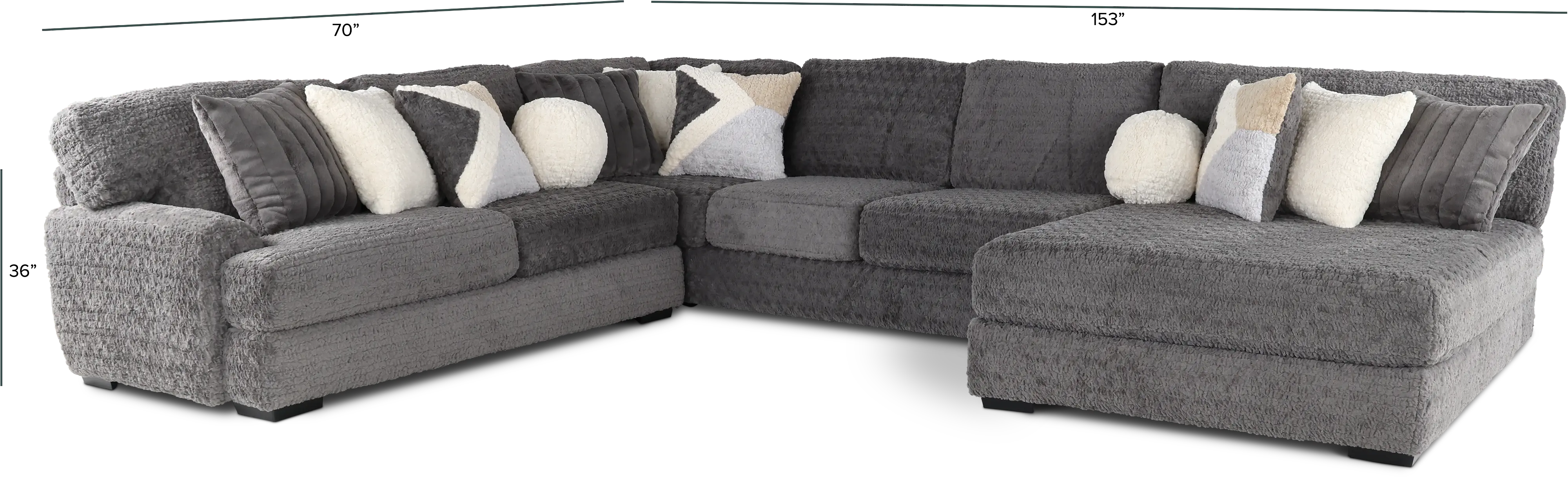 Hendrix Gray 3 Piece Sectional with Double Chaise-3