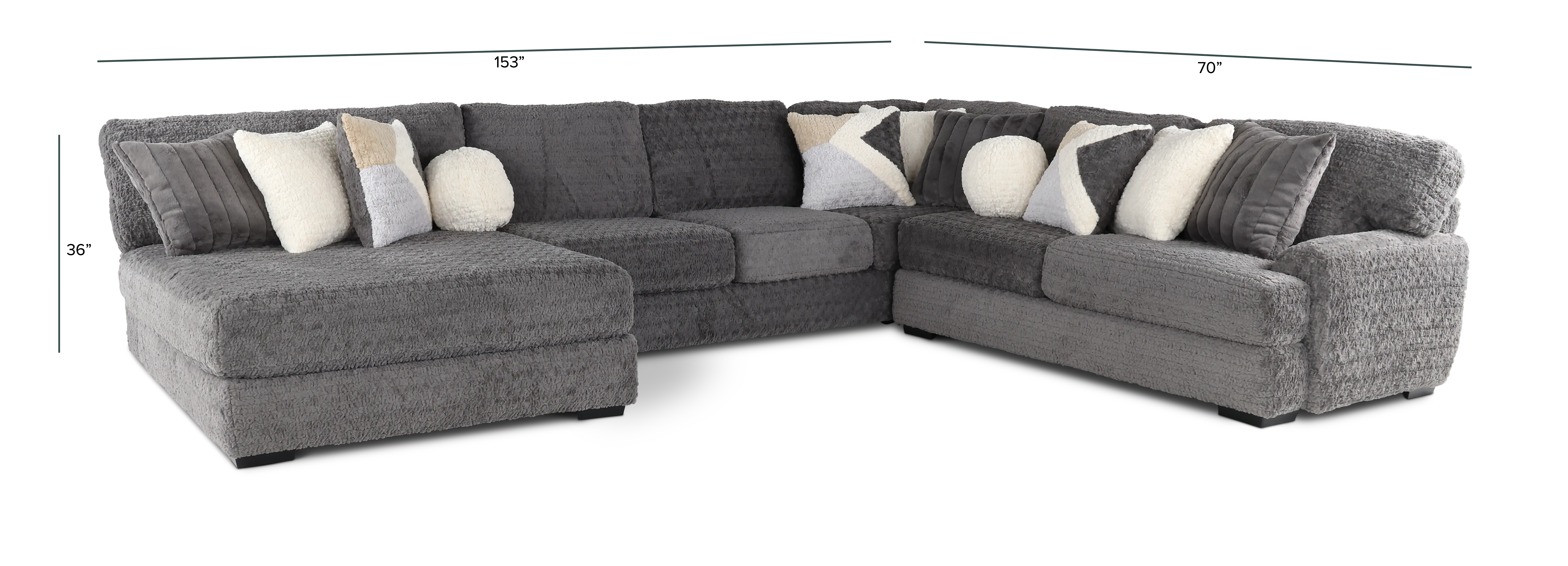 Hendrix Gray 3 Piece Sectional with Double Chaise-3