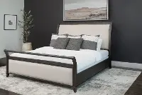 Arielle Dark Brown Upholstered King Sleigh Bed