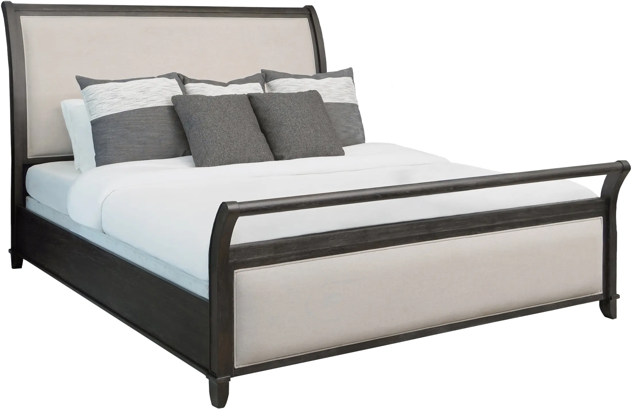 Arielle Dark Brown Upholstered King Sleigh Bed-1