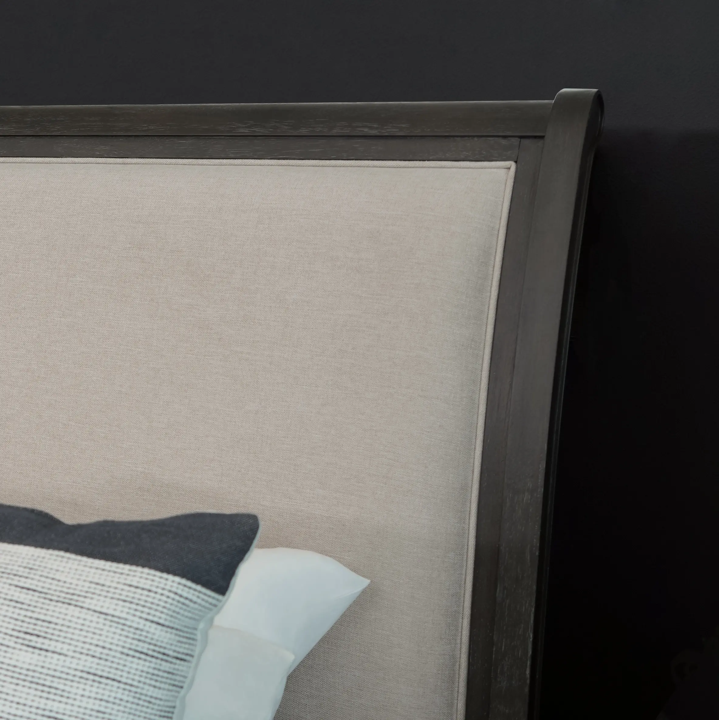 Arielle Dark Brown Upholstered King Sleigh Bed-3