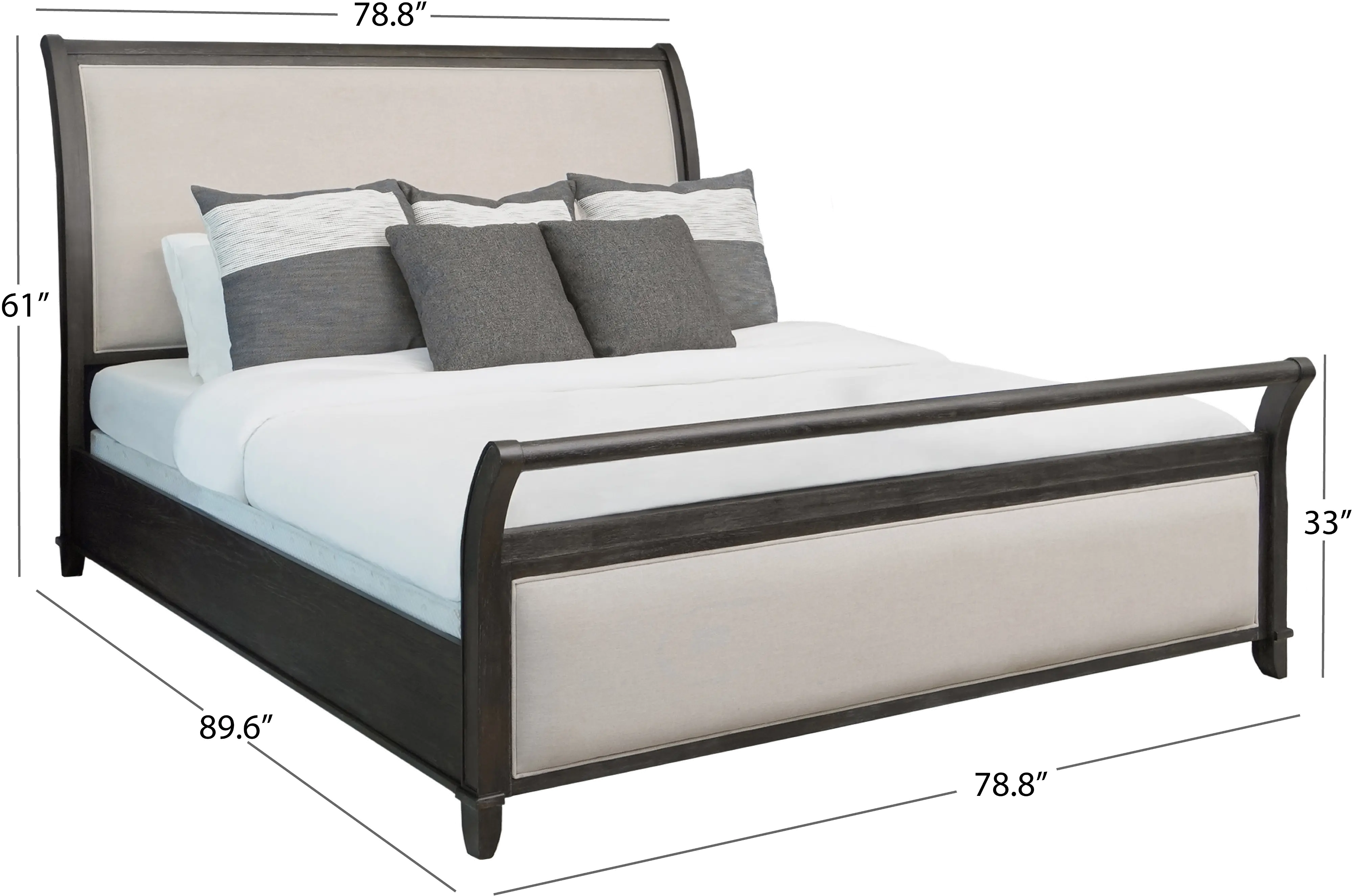 Arielle Dark Brown Upholstered King Sleigh Bed-6