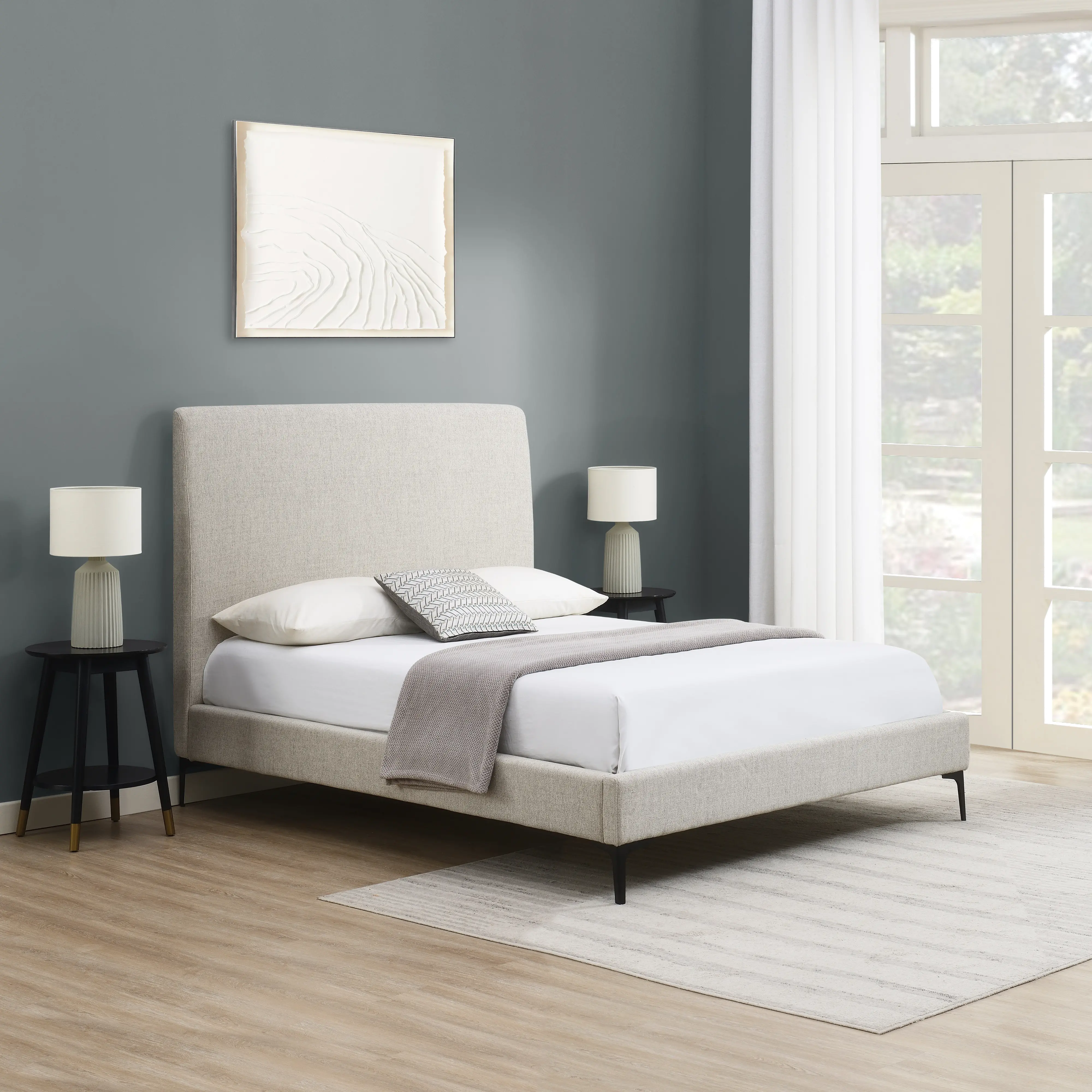 Britta Cream Upholstered Queen Bed-2