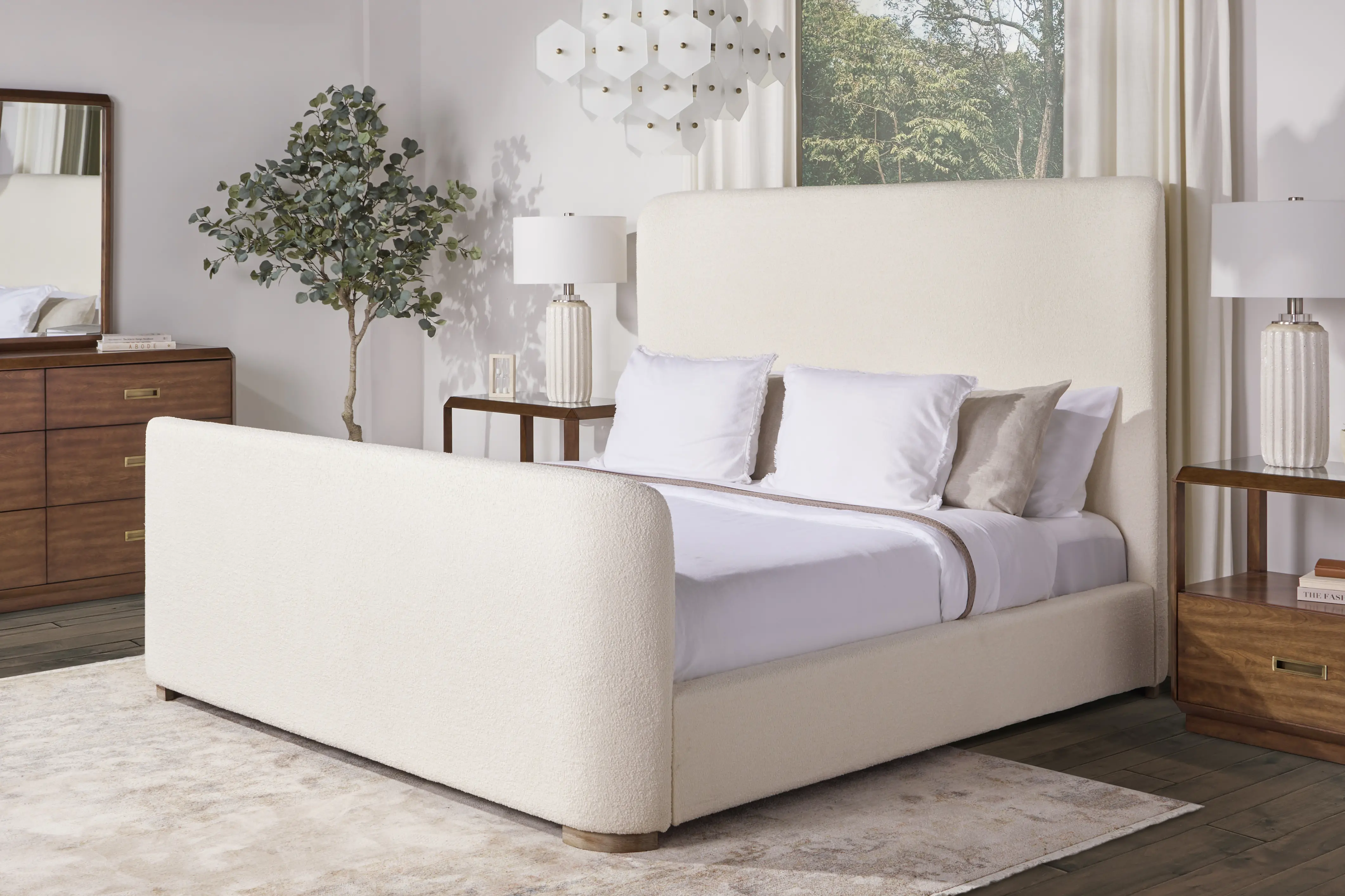 Lucia Off-White Boucle Upholstered Queen Bed-2
