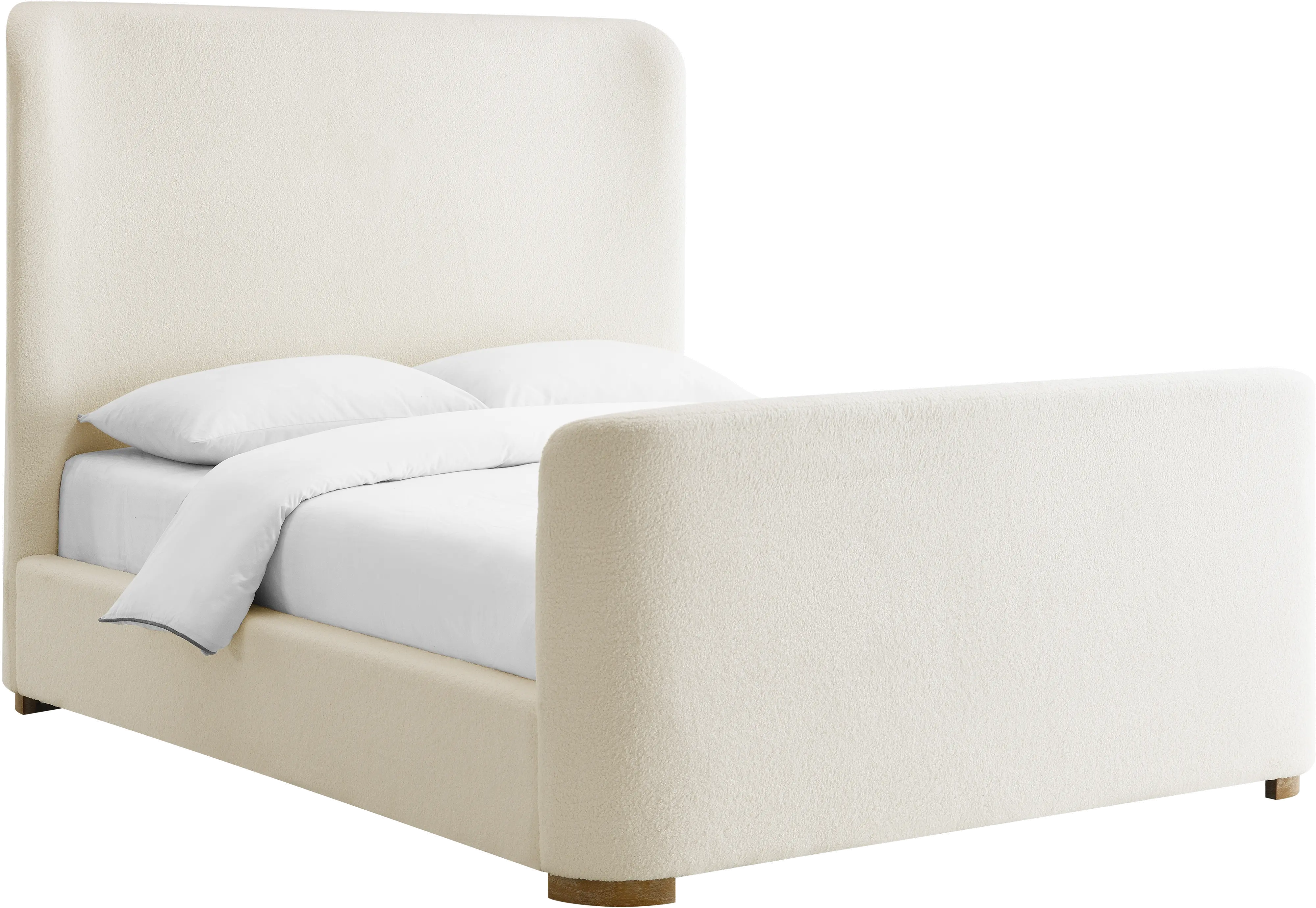 Lucia Off-White Boucle Upholstered Queen Bed-1