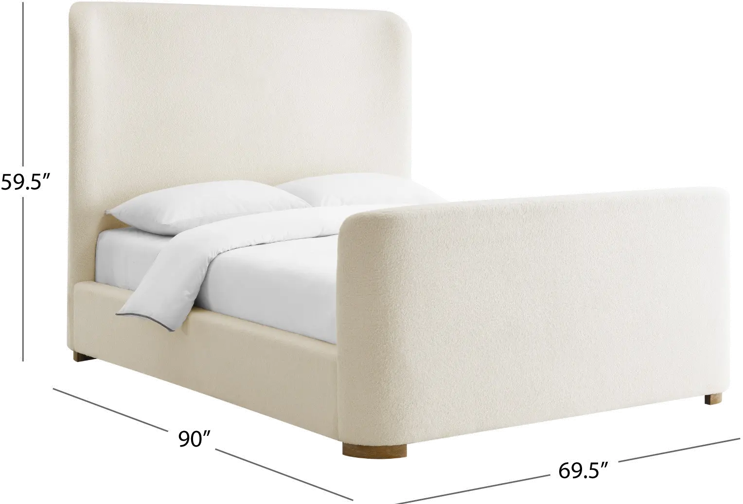 Lucia Off-White Boucle Upholstered Queen Bed-6