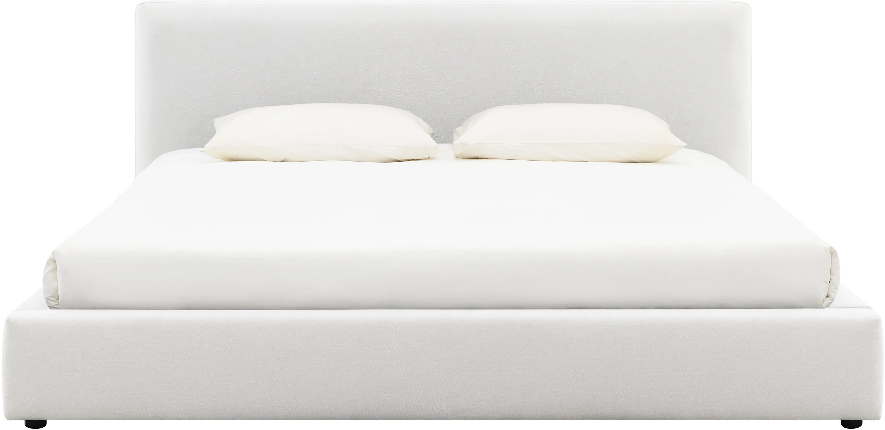 Lennox White Upholstered King Bed-1