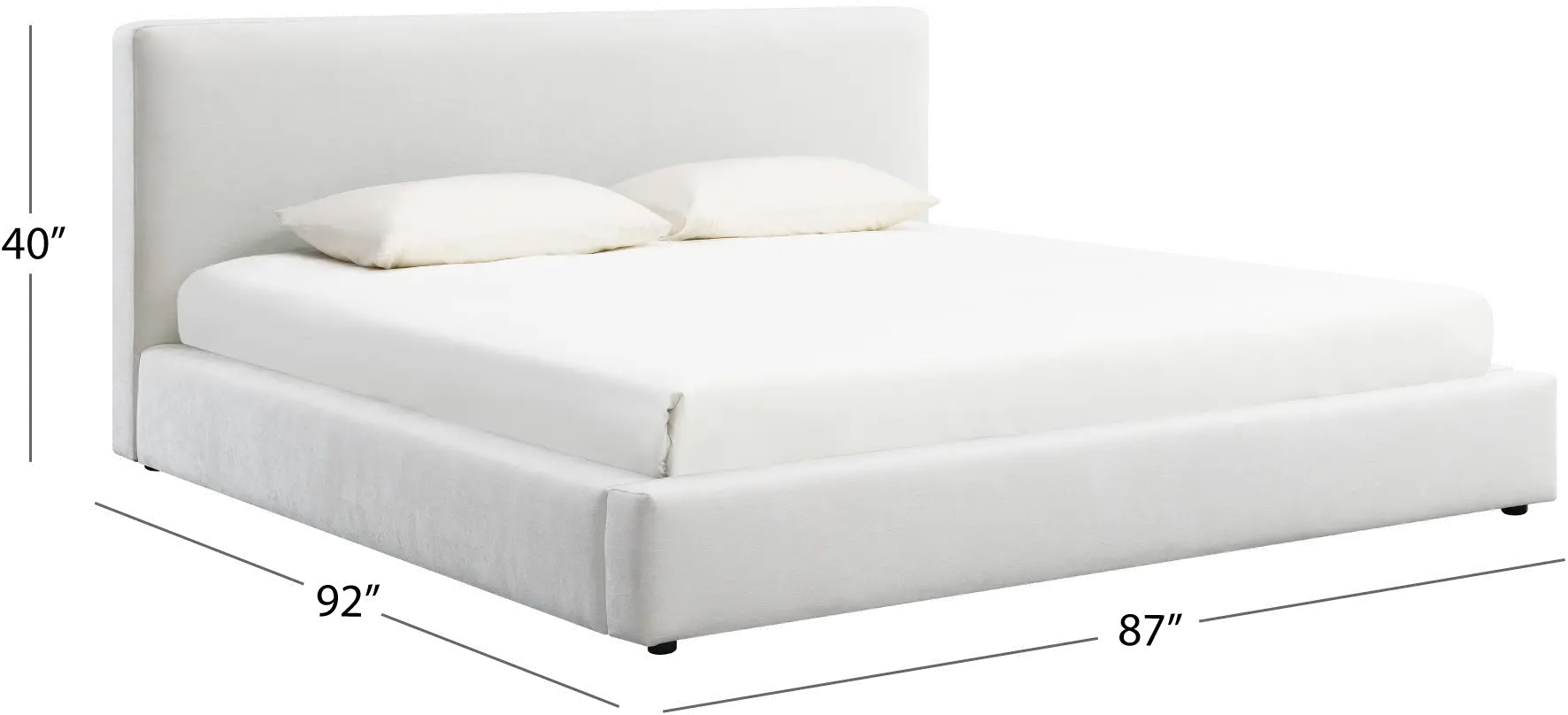 Lennox White Upholstered King Bed-7
